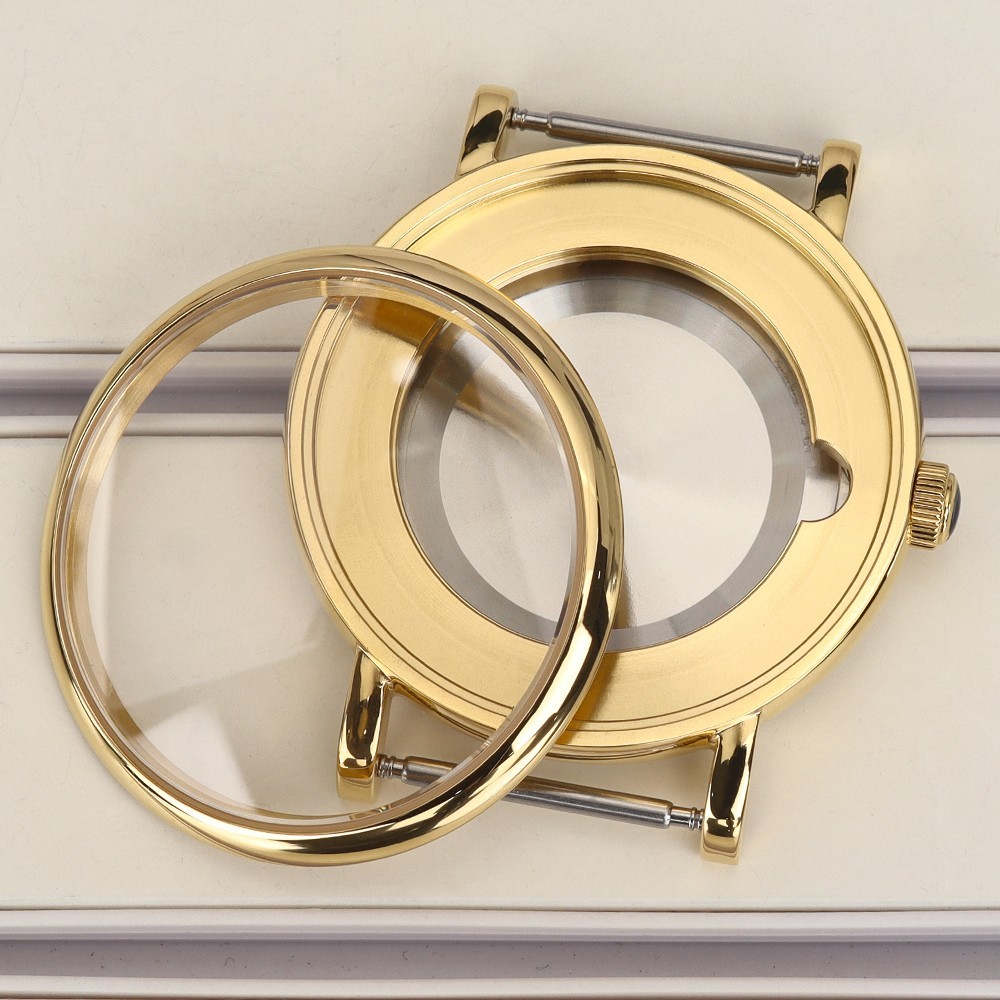 Sapphire Crystal 40mm Pilot Watch Case Steel Polished 10ATM For ETA2824 Movement