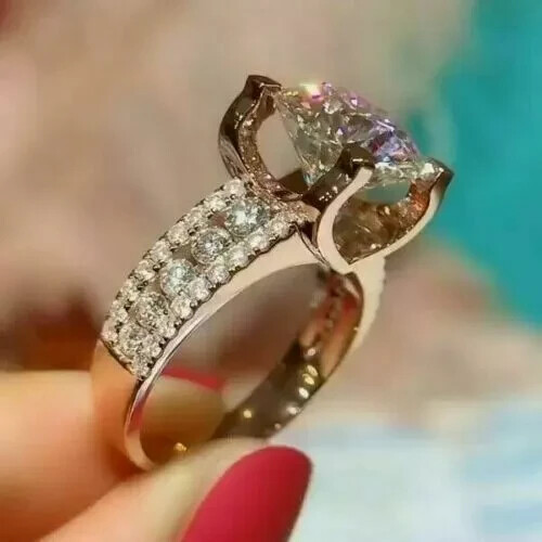 2.30Ct Lab Created Round Diamond Engagement Ring 14K Rose Gold Over