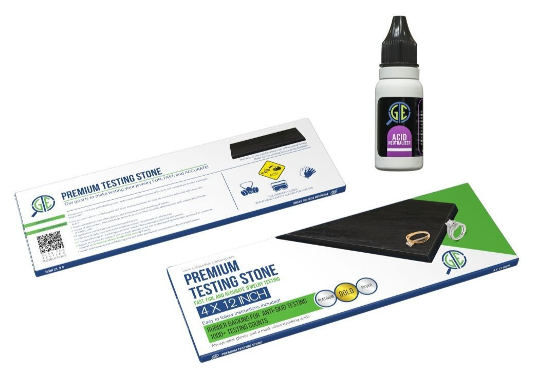 Large 4×12 Scratch Stone & Neutralizer for Gold Silver Platinum Test Kit