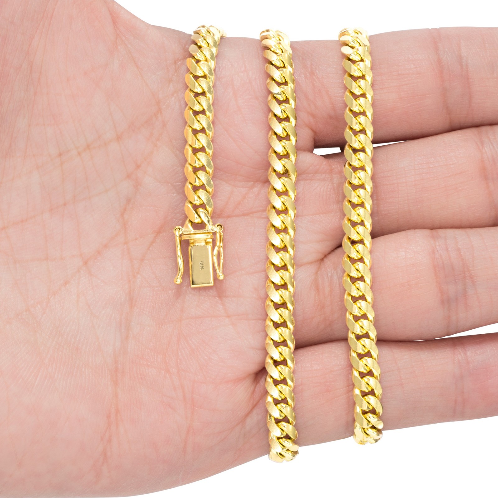 14K Yellow Gold Solid 5mm Miami Cuban Link Chain Bracelet Men 7″ 7.5″ 8″ 8.5″ 9″