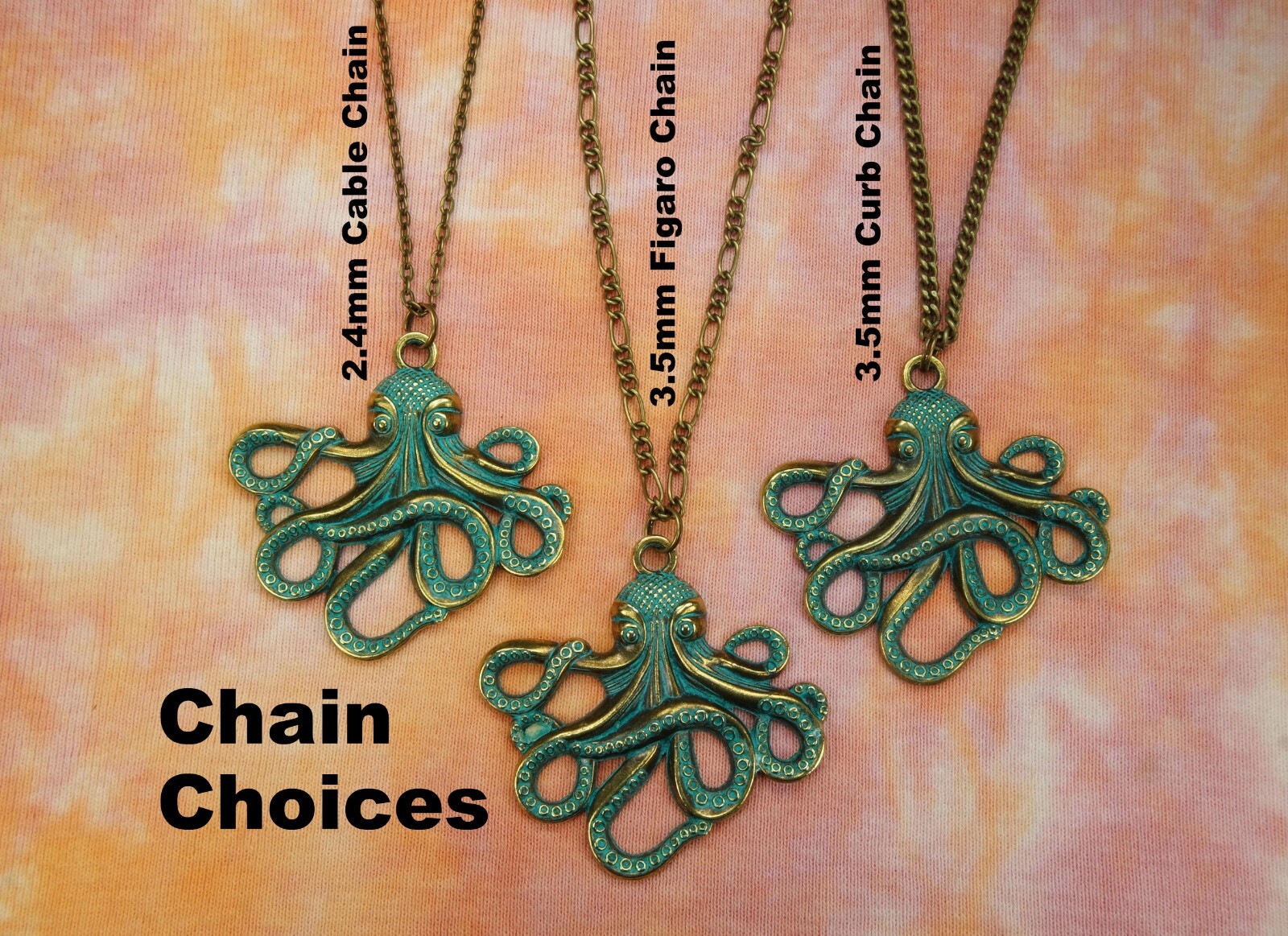 XL Octopus Necklace Earrings, Antiqued Bronze Kraken Cthulhu Pirate Steampunk