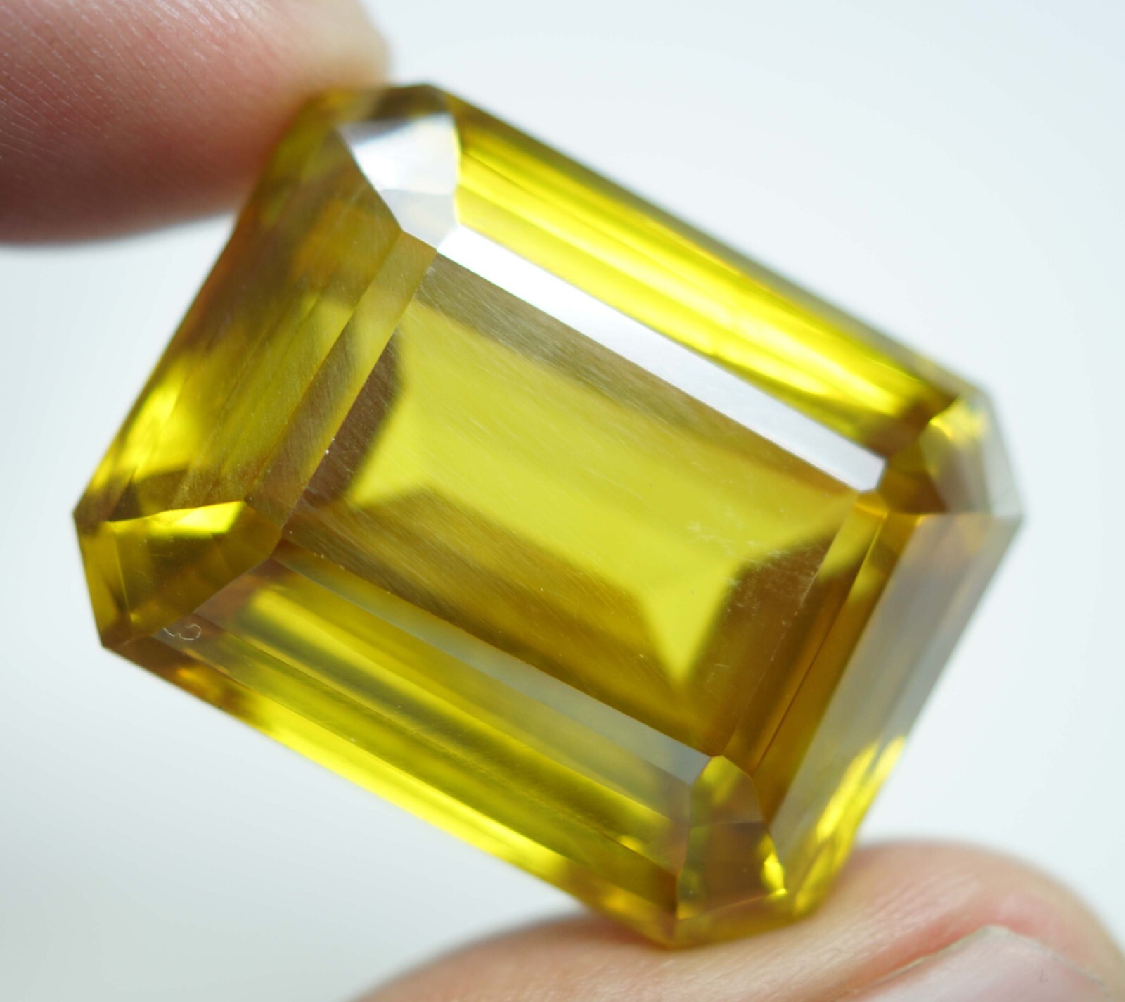 Certified 191.50 Ct Natural Emerald Cut Cambodian Yellow Zircon Loose Gemstone