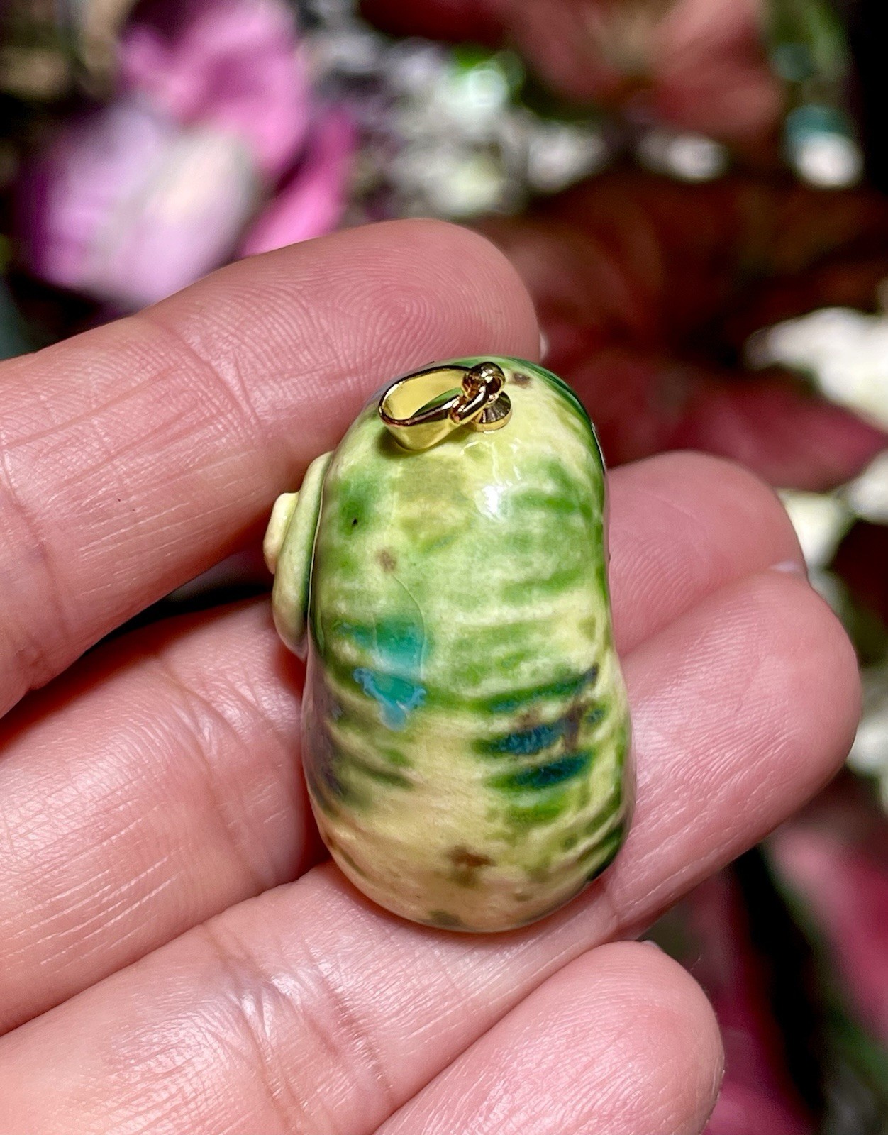 Handmade Ceramic Pendant Jewelry. Unique piece. Garden