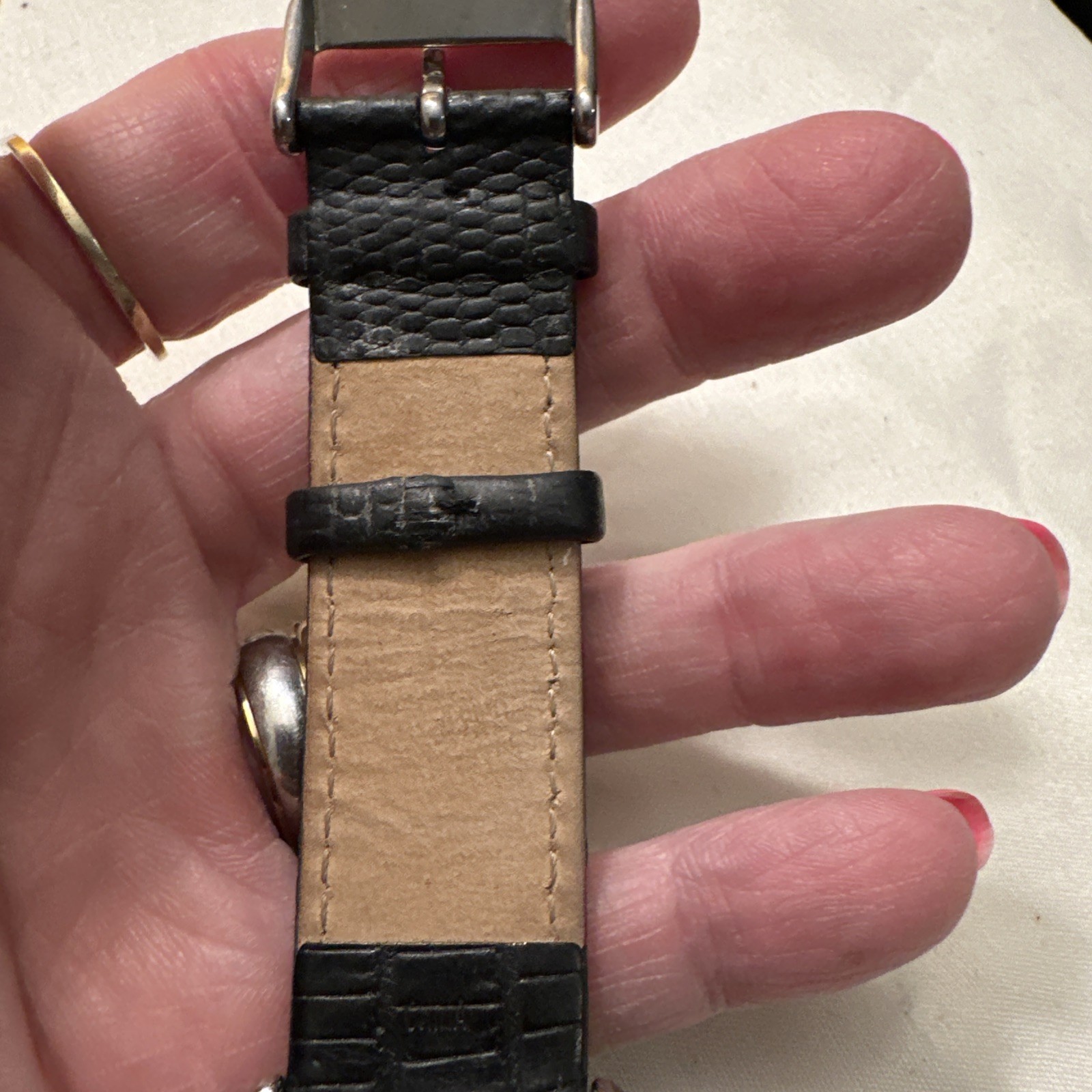 Vtg Joan Rivers Watch V377 Classics Black Leather Band New Battery Square Face