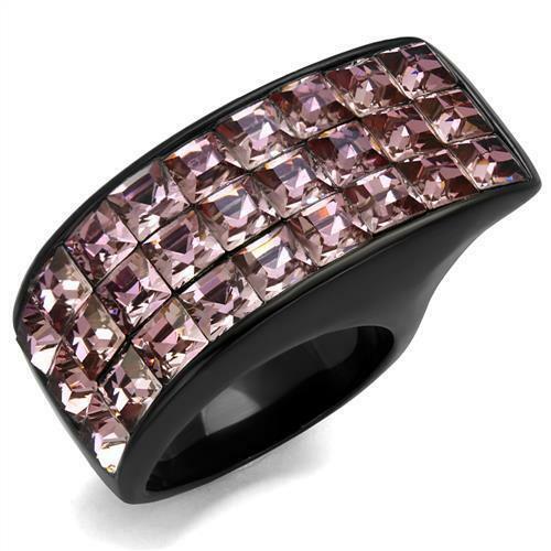 TK2359 – IP Black(Ion Plating) Stainless Steel Ring with Top Grade Crystal in