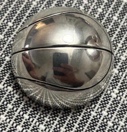 Vintage Signed BEST Silver Toned Basketball Volleyball Brooch/Pin/Pendant Etched
