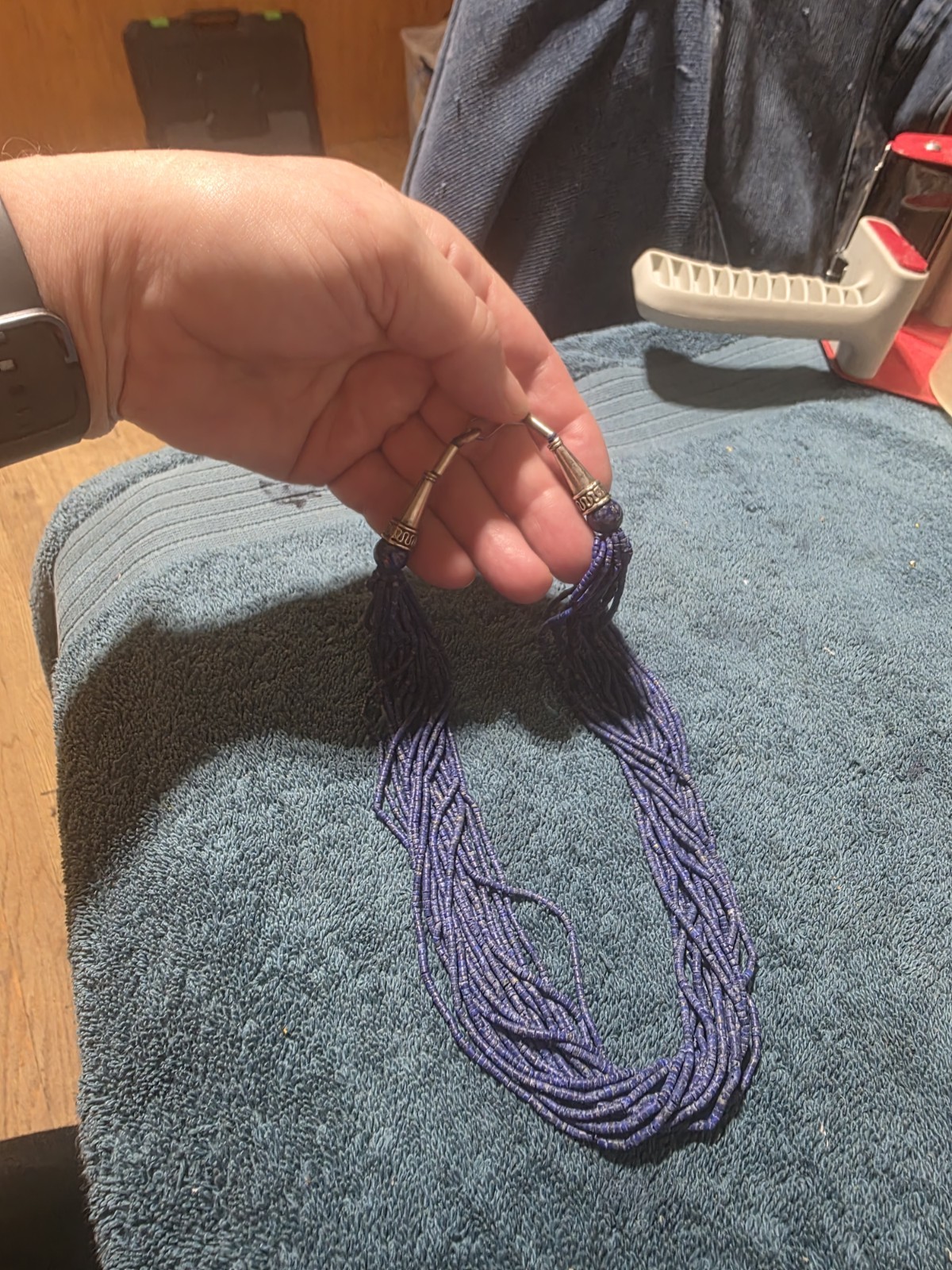 Blue Lapis Multi Strand 18 Inch Necklace