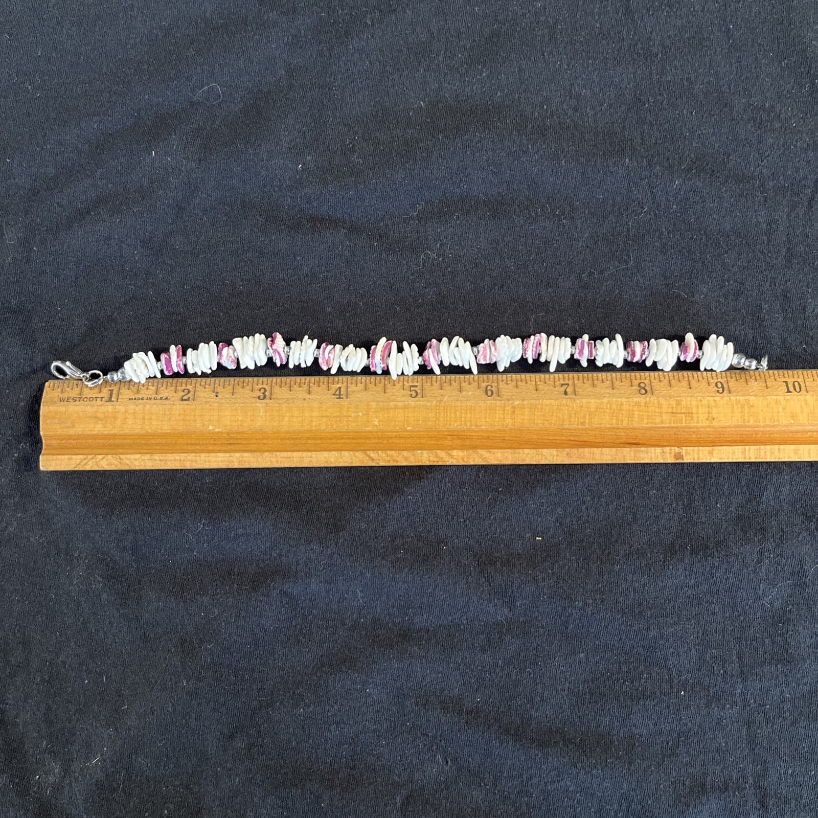 Vintage Hawaiian White And Pink Puka Shell Chunky Large 9.5in Bracelet Or Anklet
