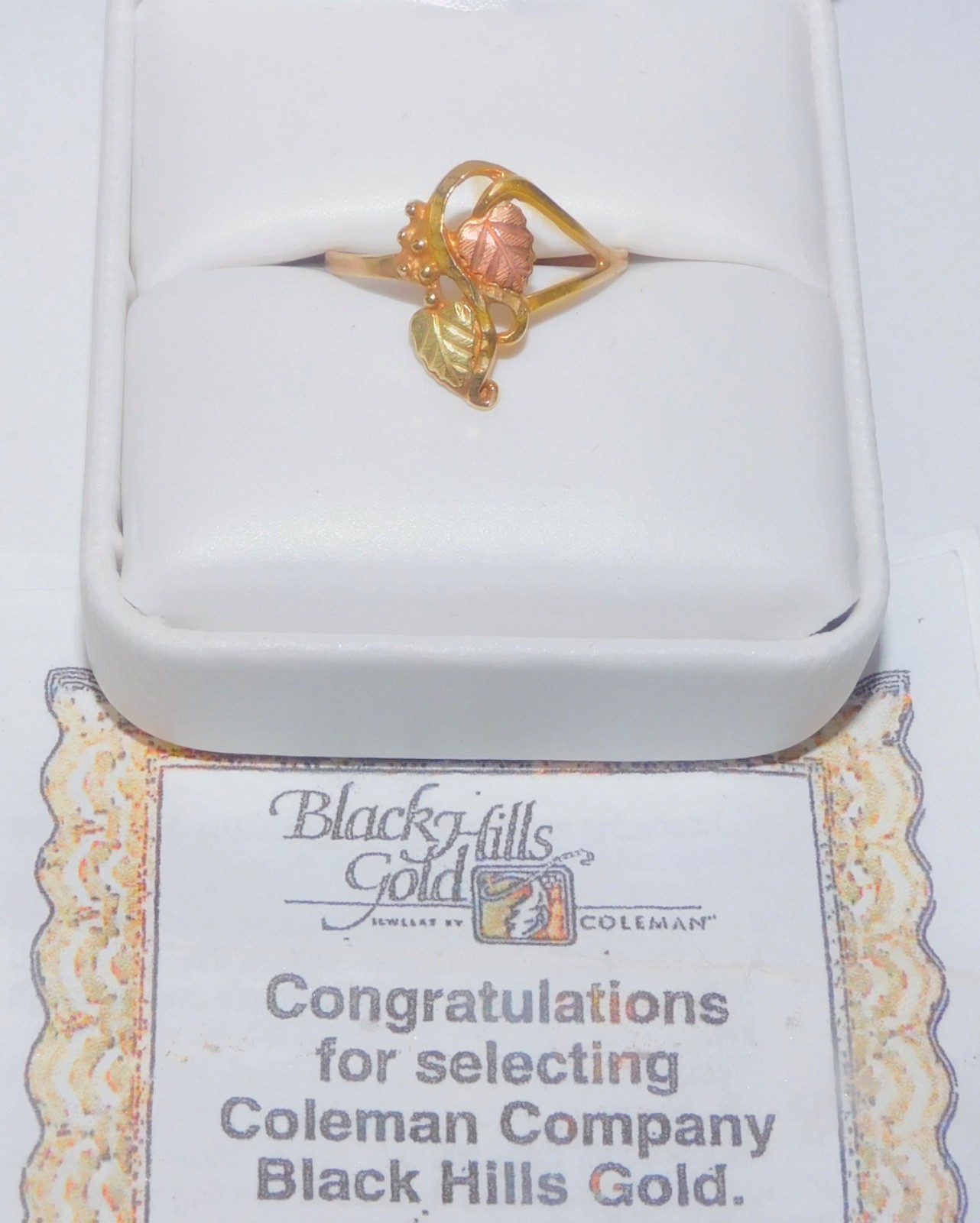 Black Hills Gold 10k Long Diamond Cut Ring Size 7 1/4