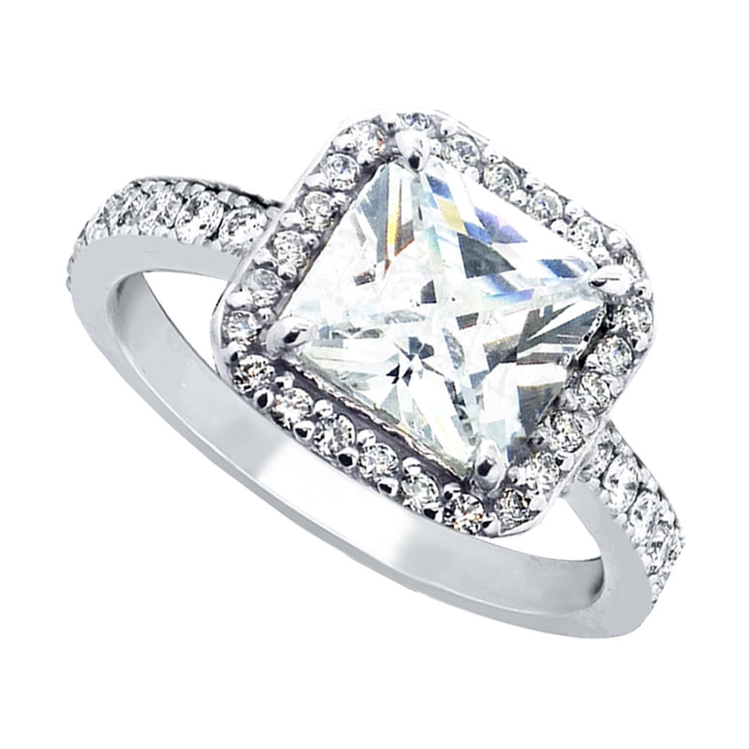 His Tungsten Hers 925 Sterling Silver Princess Cut CZ Wedding Rings Band Sets