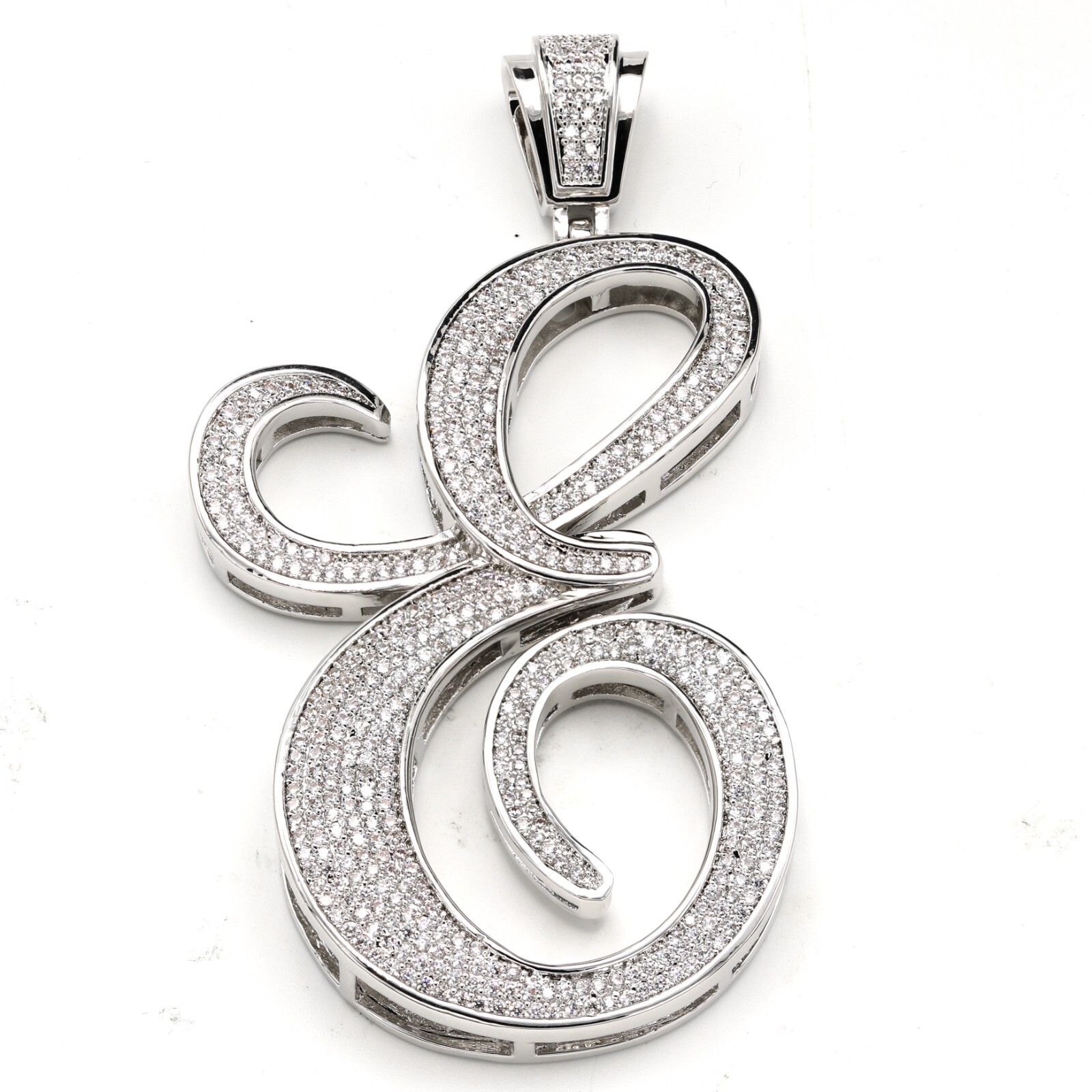 14K Gold Plated Cubic Zirconia Prong Pave Setting Man’s Initial Pendant