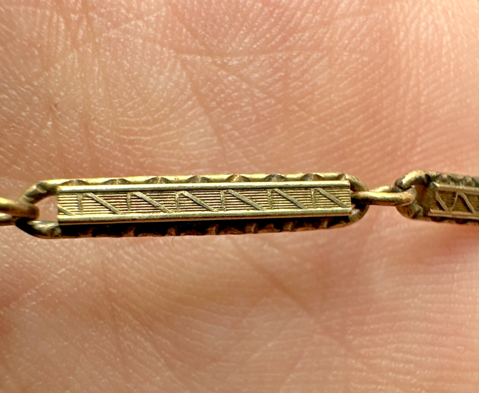 Vtg Henry F. Barrows Art Deco Gold Filled 11″ Bar Link Pocket Watch Chain 8.18g