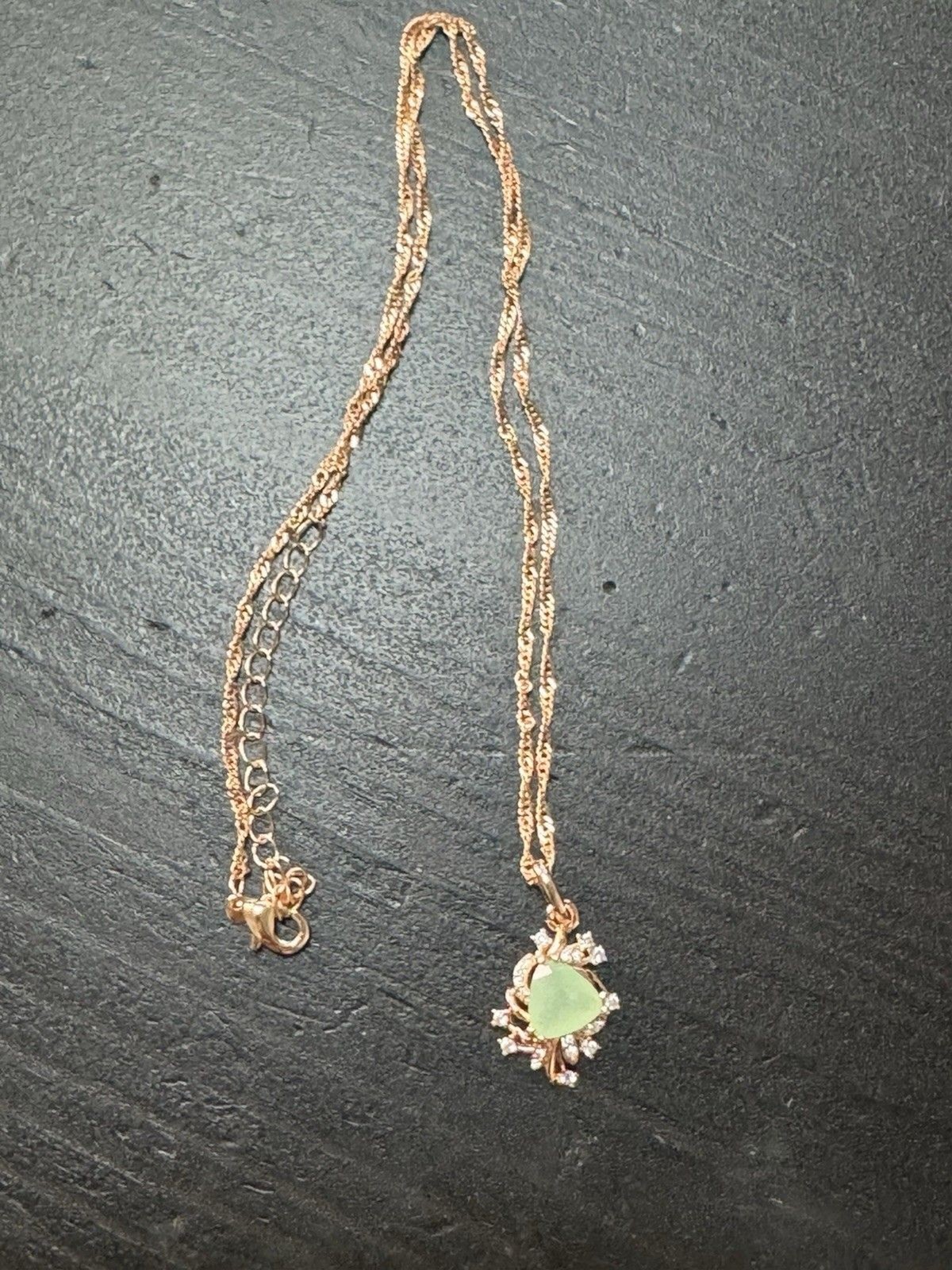 585 14K RG Stamped Rolled Gold Mint Floral Pendant 19” Necklace Clasp Chain