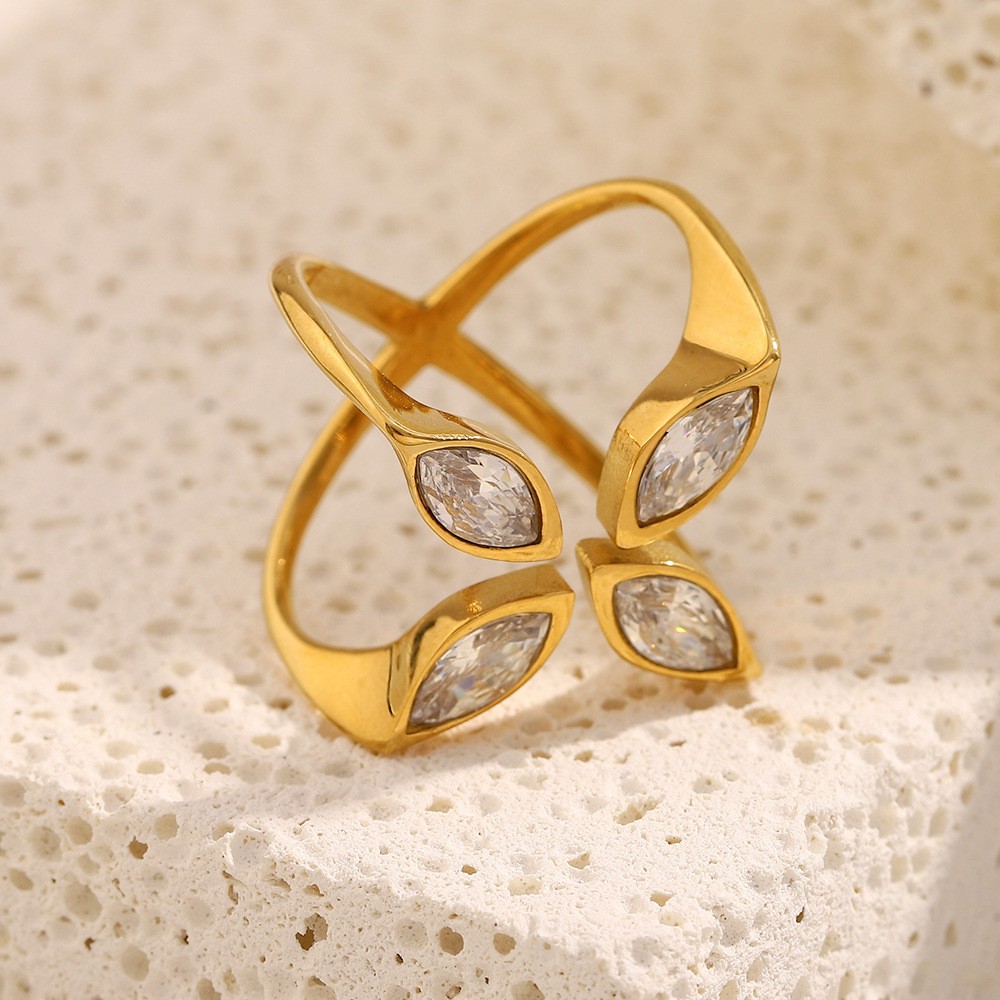 18K Gold Plated Stainless Steel Four Serpent Adjustable Open Band Snake Ring