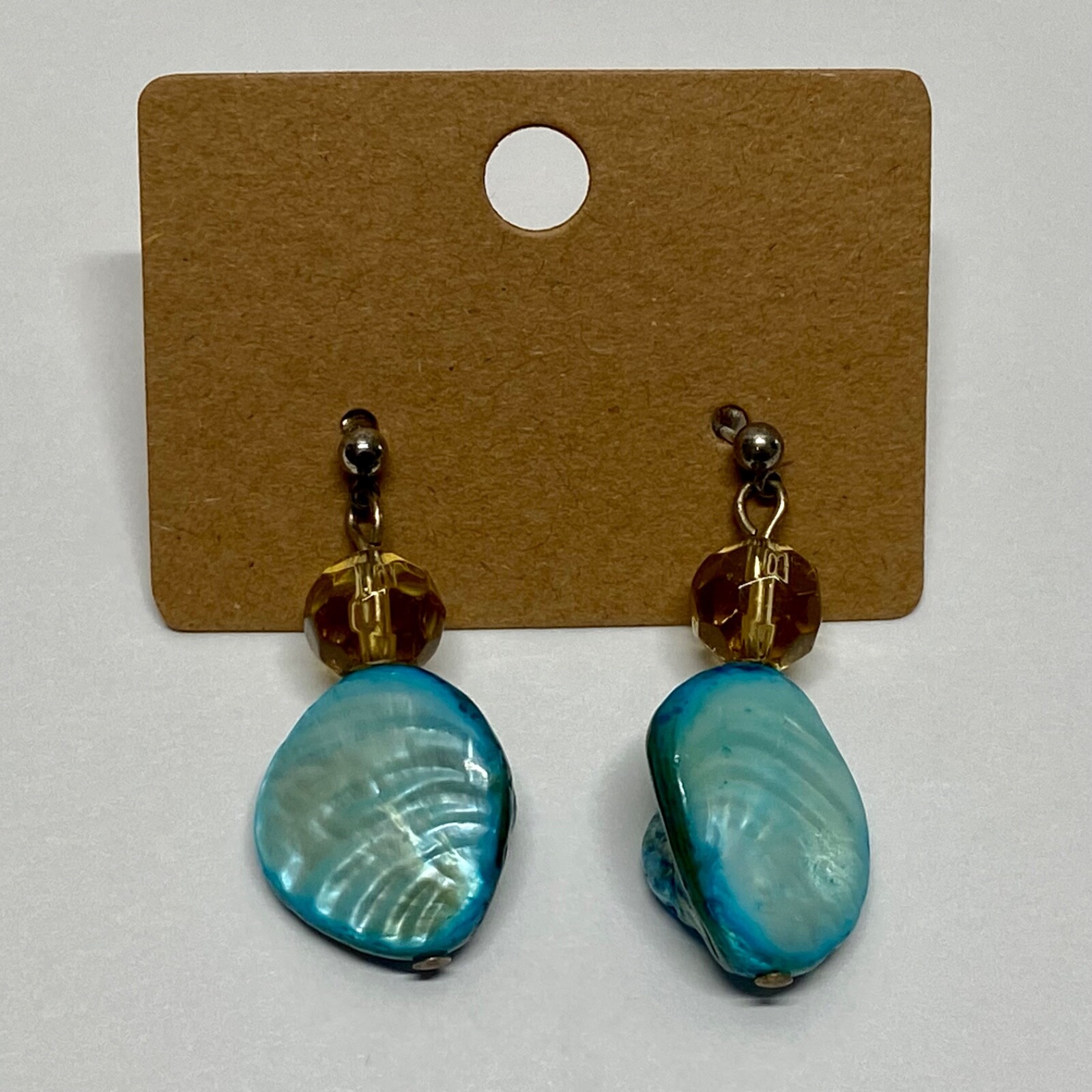 Turquoise Beaded Natural Ocean Beach Teal Sea Blue Dangle Drop Fine Earrings
