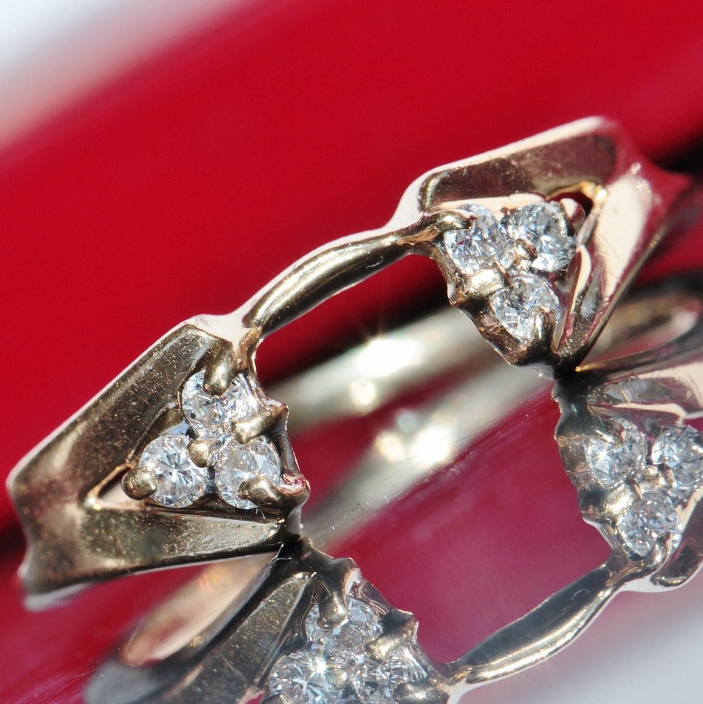14k yellow gold ring enhancer 0.12c natural diamond size 6 solitaire wrap 1.95gr