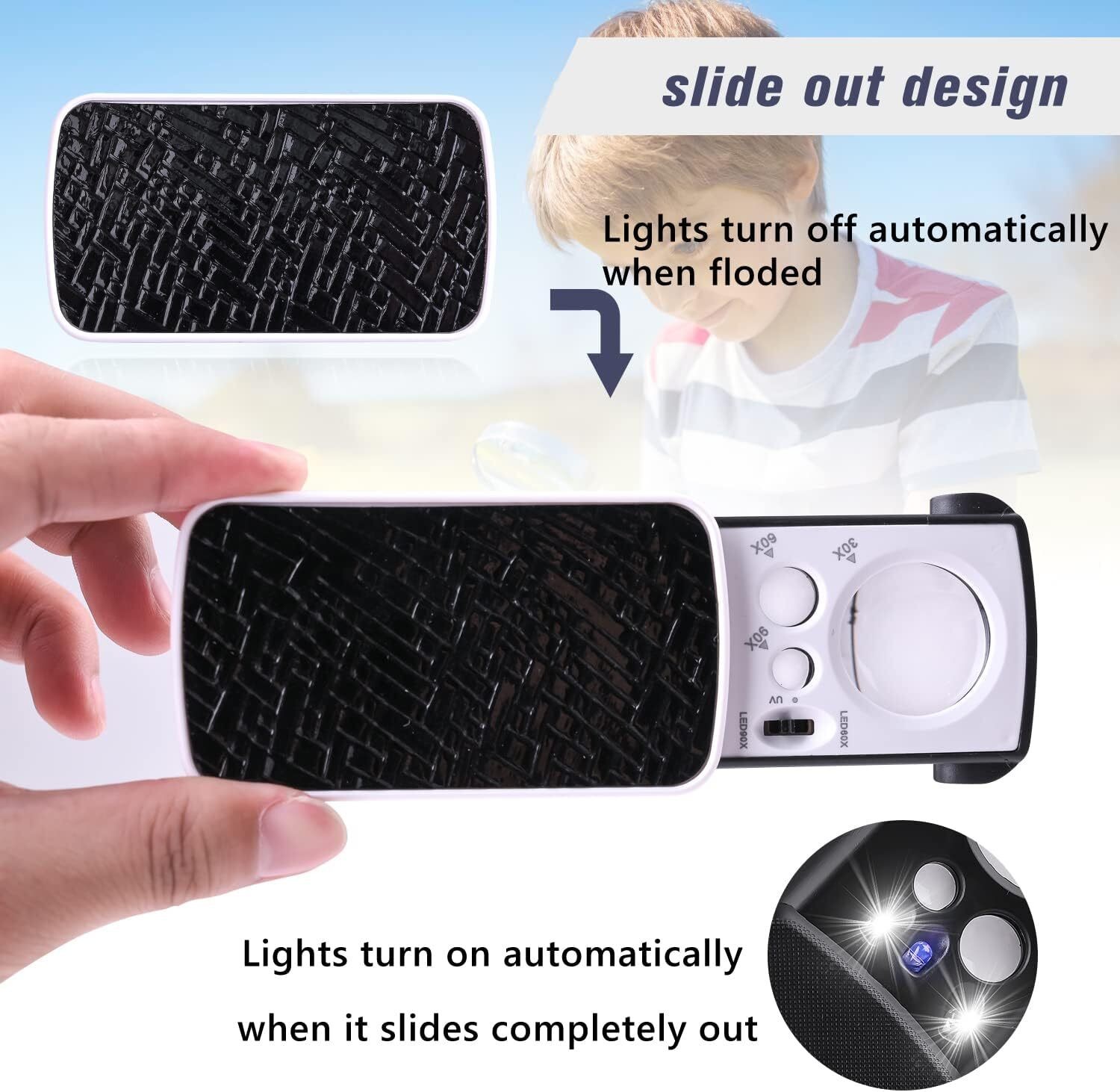 2× Jewelers Loupe Magnifier Light 30X 60X 90X Jewelry Loop Magnifying Glass US