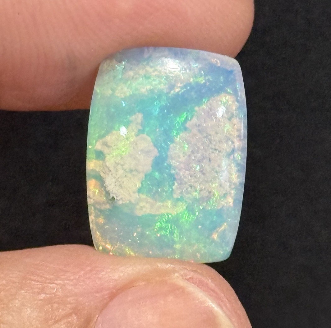 6.5ct 17.2×12.6×5.4mm Stardust Galaxy Ethiopian Welo Opal Cushion Cabochon Gem
