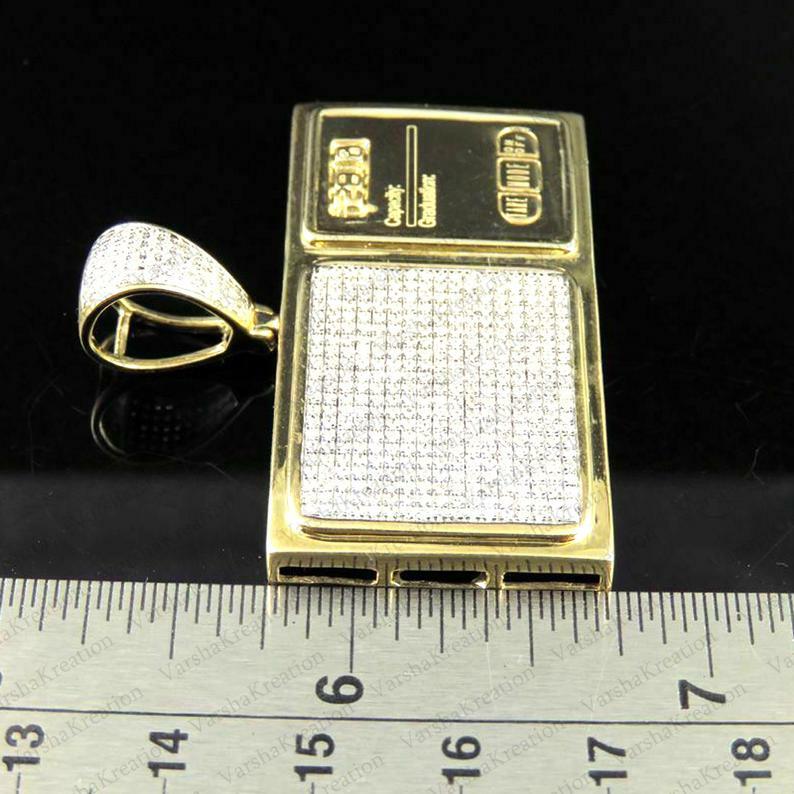 2Ct Tester Passing Moissanite Men’s Radio Pendant 14K Gold Plated Silver