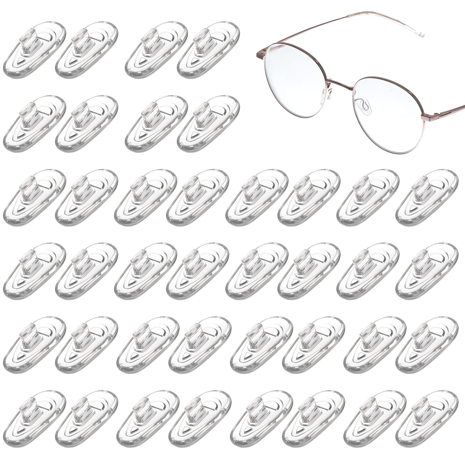 25 Pairs Eyeglasses Replacement Nose Piece Push-in Eyeglass Noses Transparent