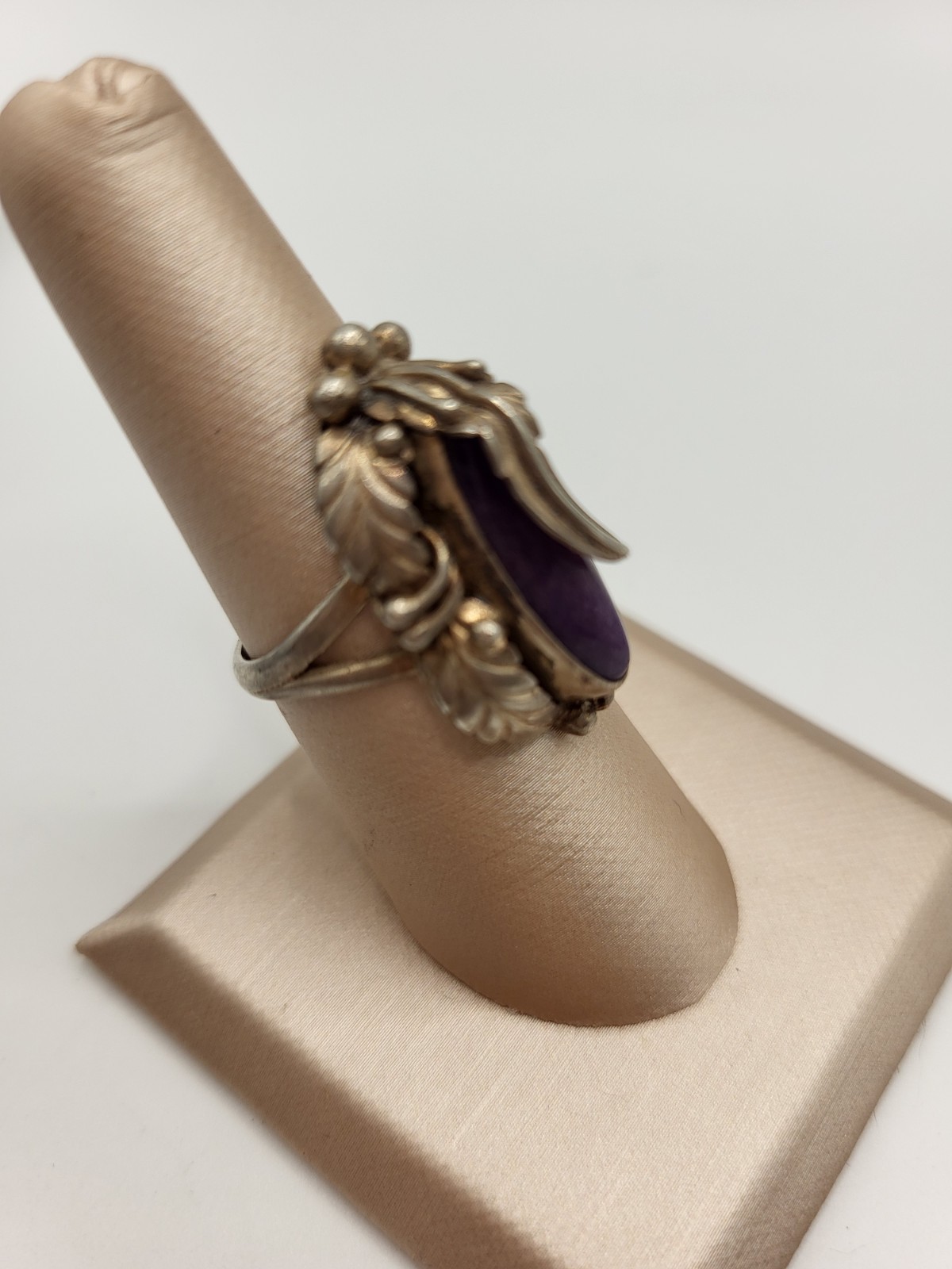 GEORGE NAKAI Navajo Sterling Silver Sugilite Ring Native American Leaf Sz 6 3/4