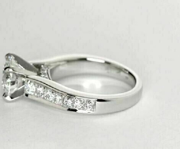 1.67Ct White Round Moissanite Engagement Wedding Ring In 935 Argentium Silver