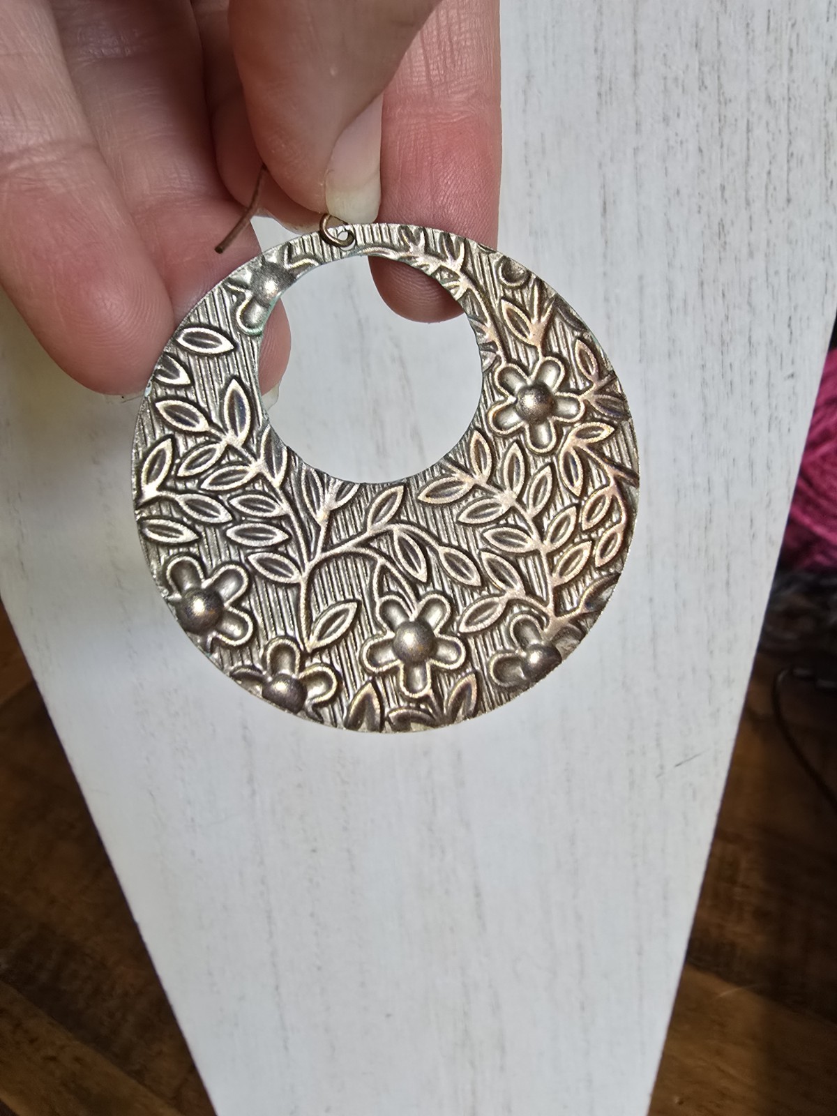 Bohemian Gold tone Sea Foam Green Patina Flowers Brass Earrings
