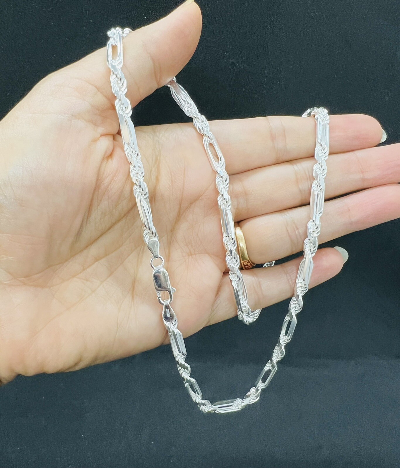 925 Sterling Silver Men’s Women’s Figarope chain Necklace 4.5mm 18″-28″