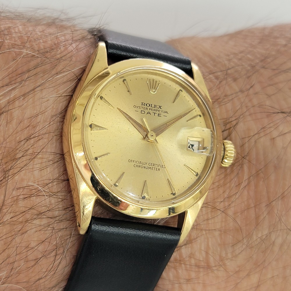 Rolex Ref 6624 Oyster Date 18k Solid Gold Midsize 30mm 1960s Automatic RA456C