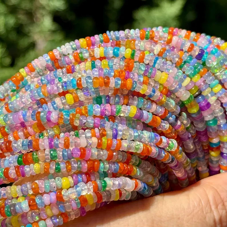 Disco Opal Beads, 3mm to 4mm, Ethiopian Opal Beads, Multi Color Opal Beads,