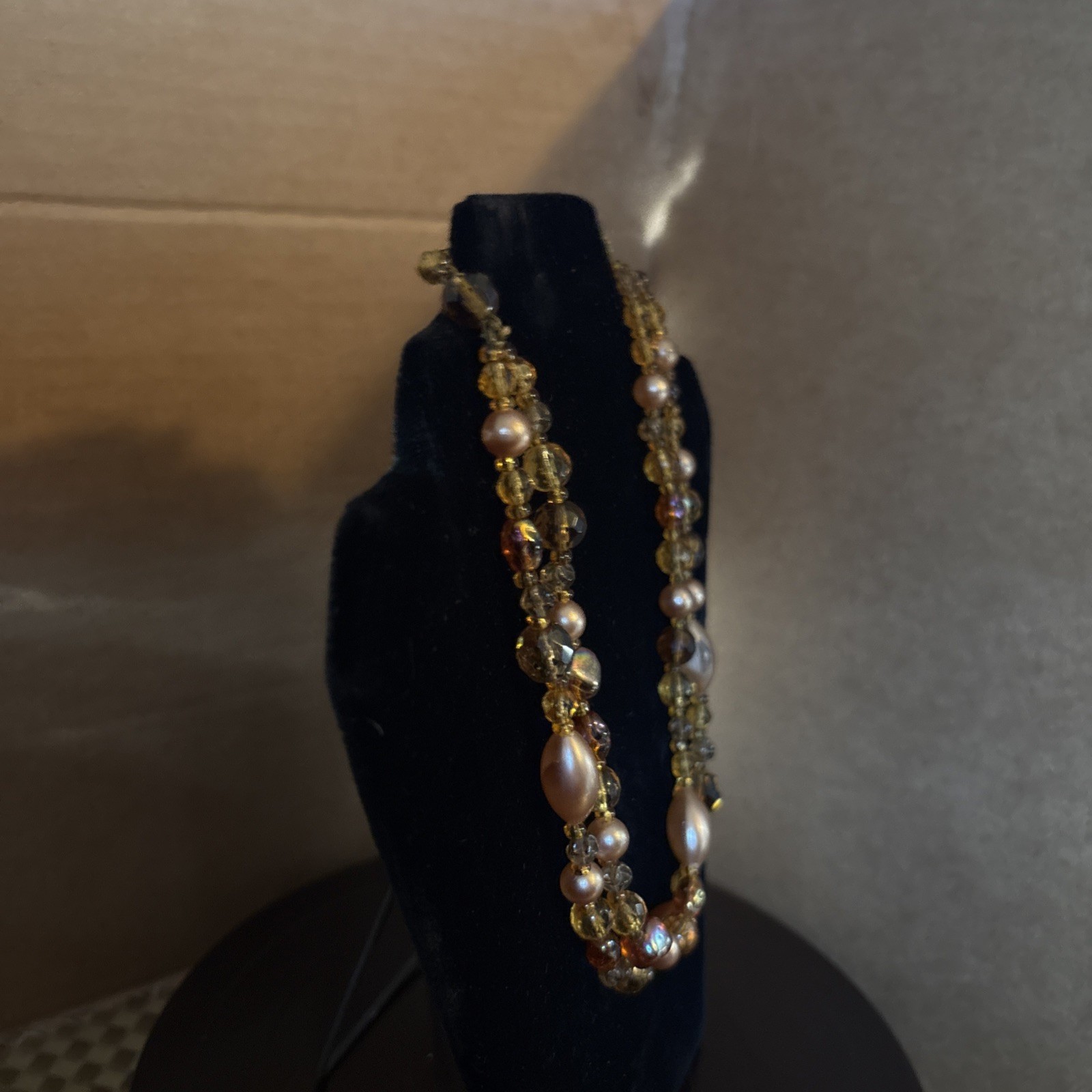 Vintage Two Strand Adjustable Hook Necklace, Beautiful Colors