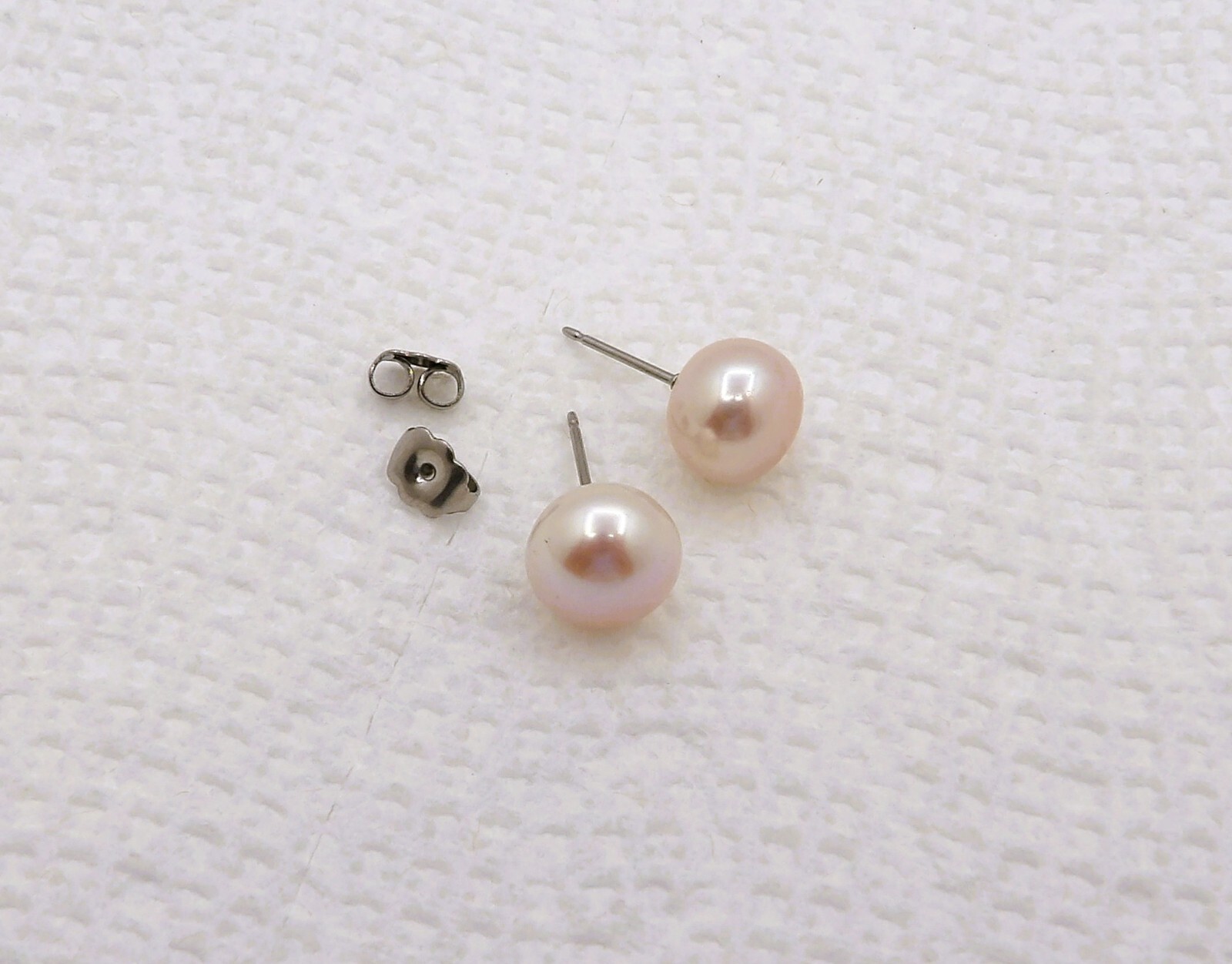 9.7 MM ONE PAIR Natural Pastel Button Genuine Freshwater Pearl Earrings ER036#3