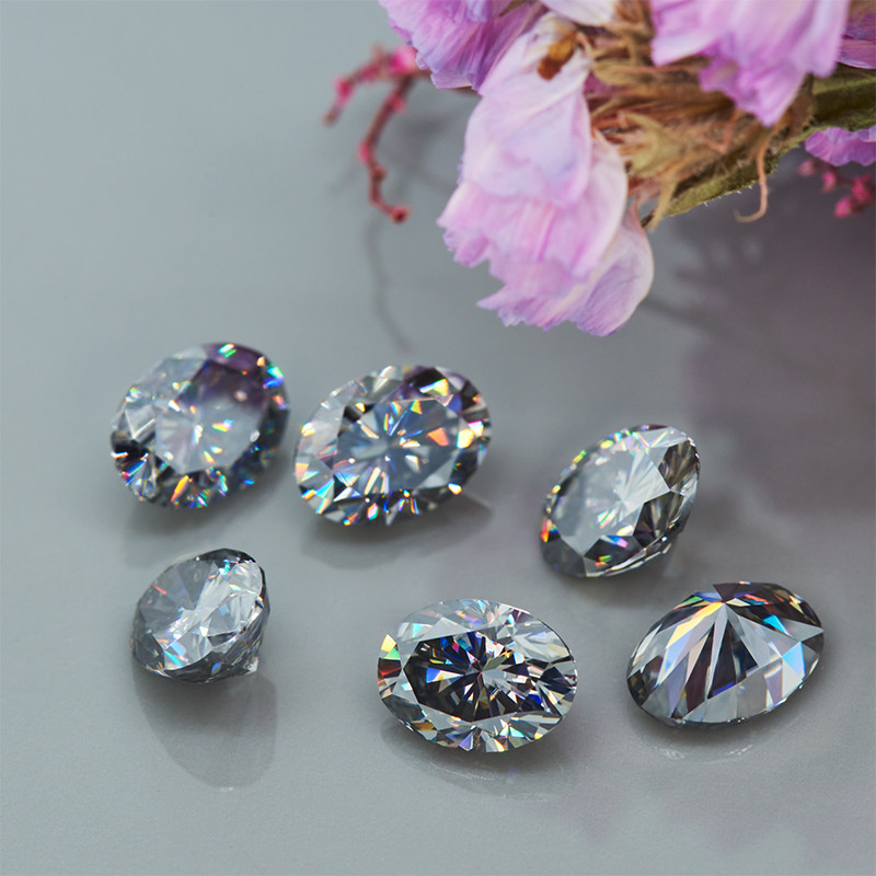 7×5 mm to 12×8 mm Dark Grey Oval Cut Loose Moissanite VVS1 Use For Jewelry