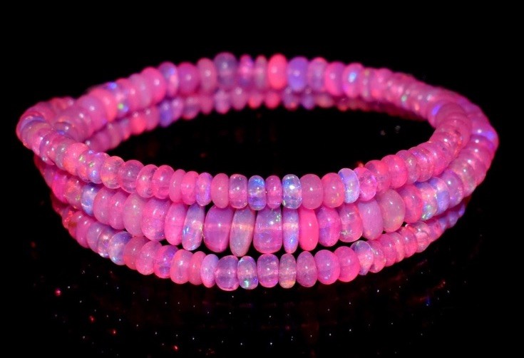 Natural Ethiopian Opal Wello Fire 3-5MM Opal Gemstone Beads Necklace