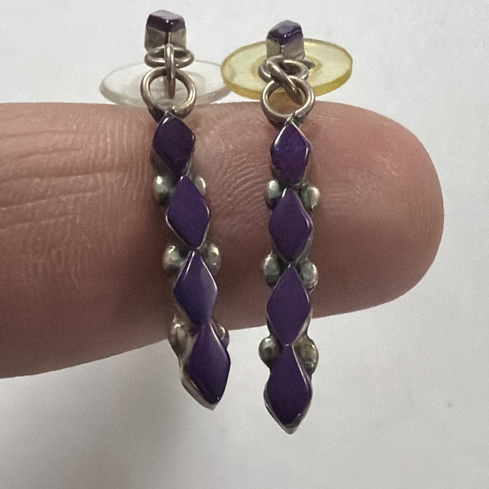VTG Sterling Silver – NAVAJO Sugilite Teardrop Post Stud Earrings —(E)