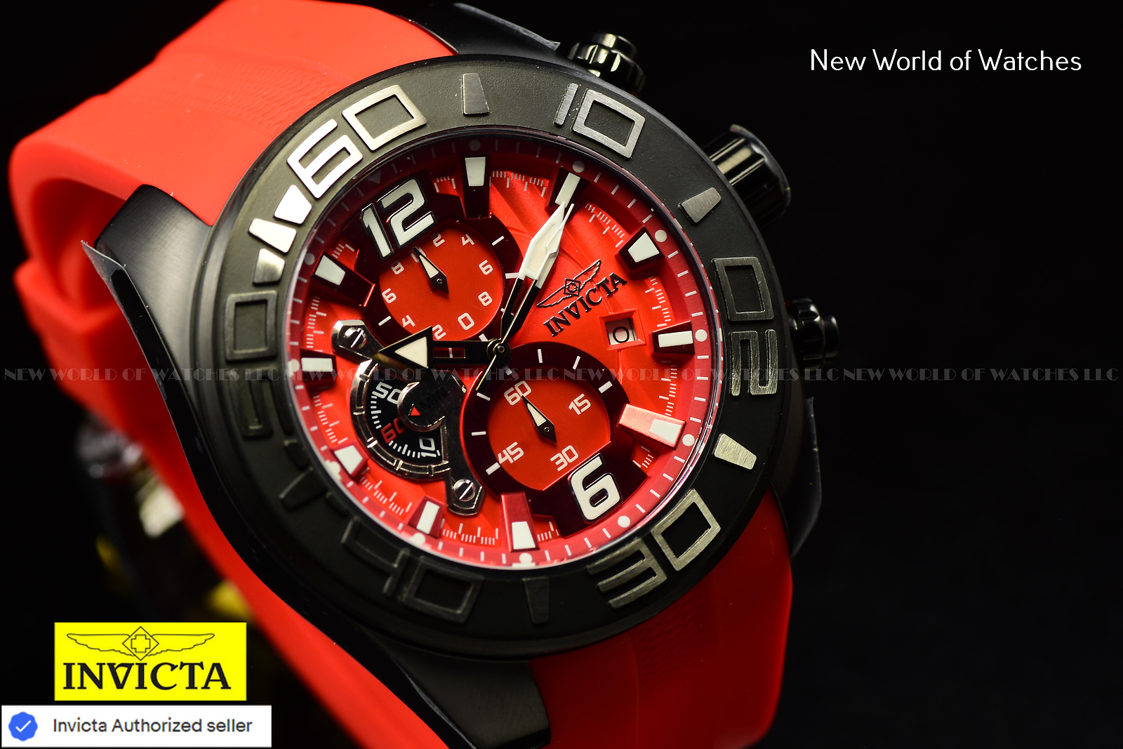 Invicta Pro Diver 50mm Red Chronograph Silicone Straps Men’s Watch 24161