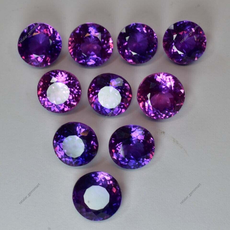80.31 Ct Natural Purple Tanzanite Lot CERTIFIED Round Cut Loose Gemstone 10 pcs