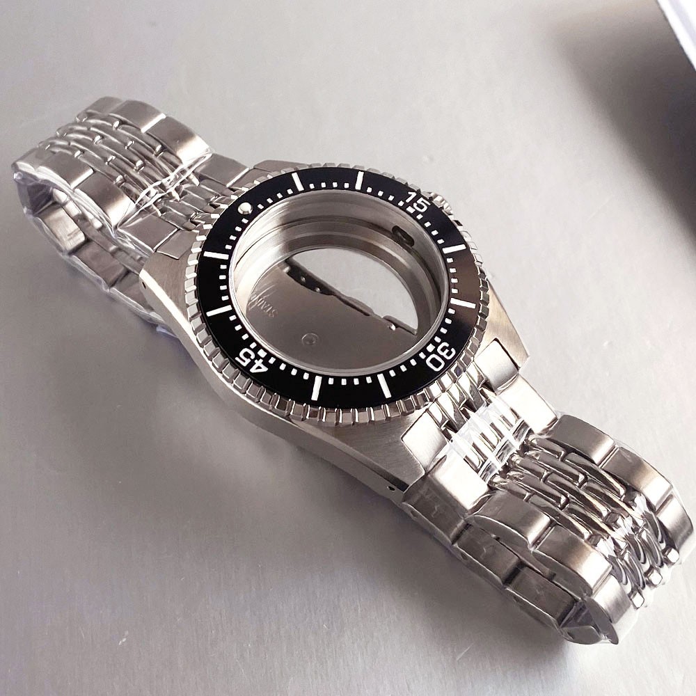 20ATM Steel 40mm Sapphire Watch Case Aluminium Bezel Fit NH35 ETA2824 Movement
