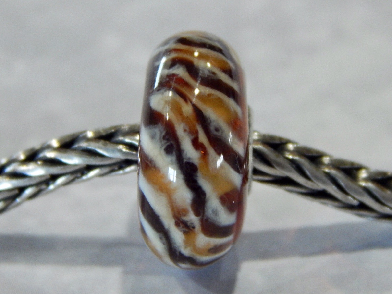 TROLLBEADS Clear Brown Braid BEAD #2 RARE & RETIRED 2008 MUSEUM (ONE BEAD) NEW!