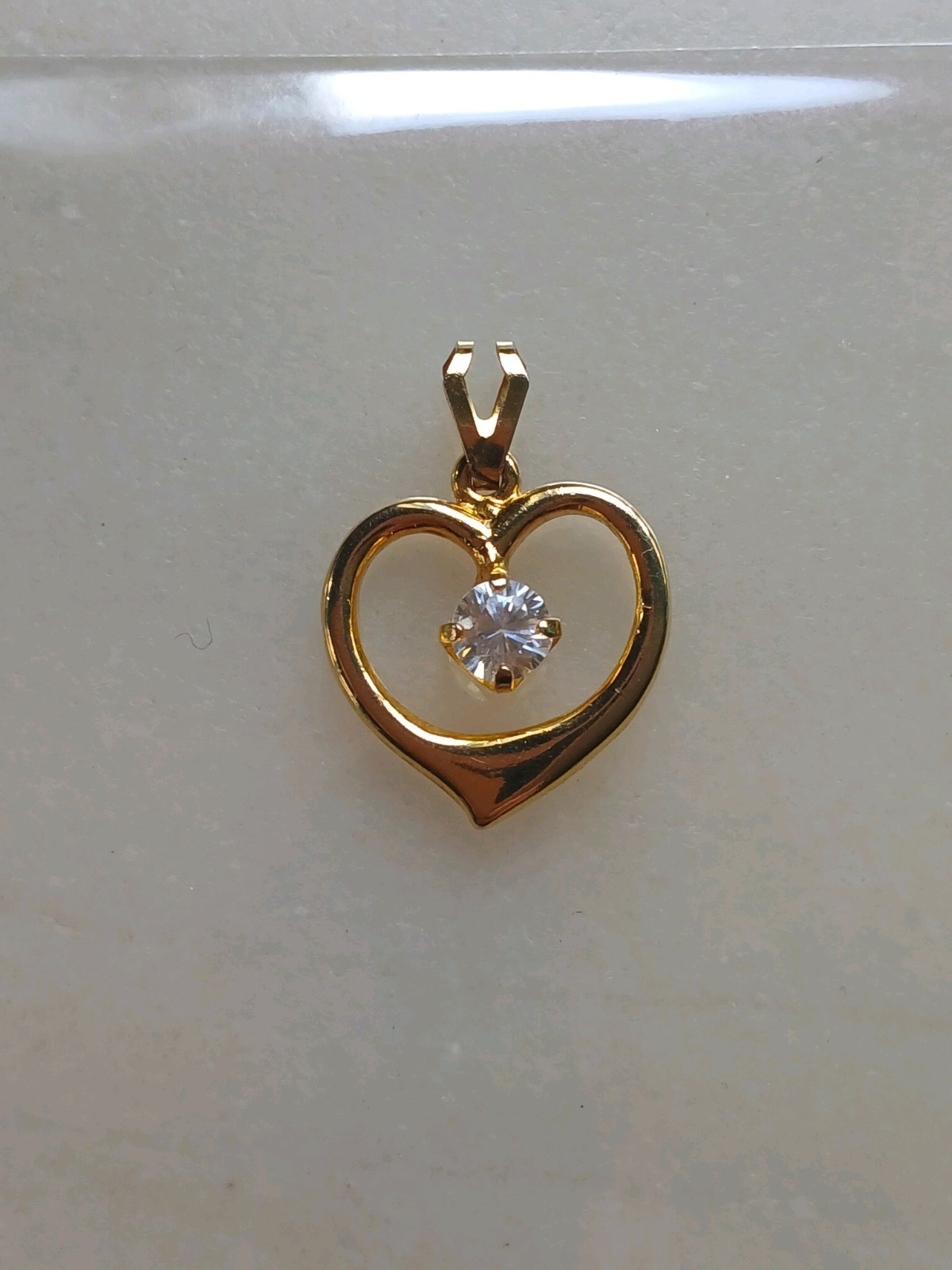 Gold Plated Heart Diamante Pendant VGC