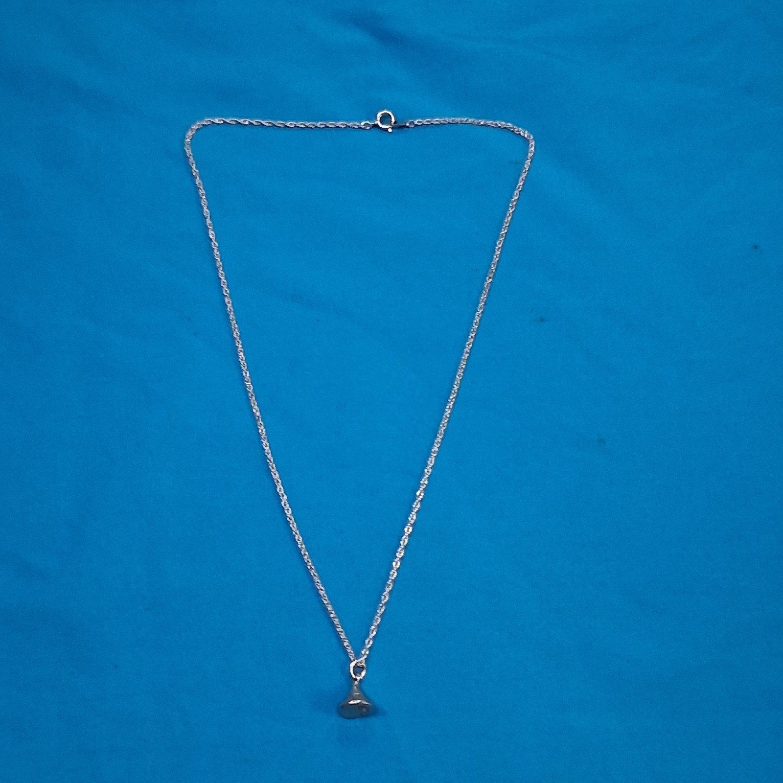 JCF STER Marked Polished Hershey Kiss Designed Pendant Double Chain Necklace