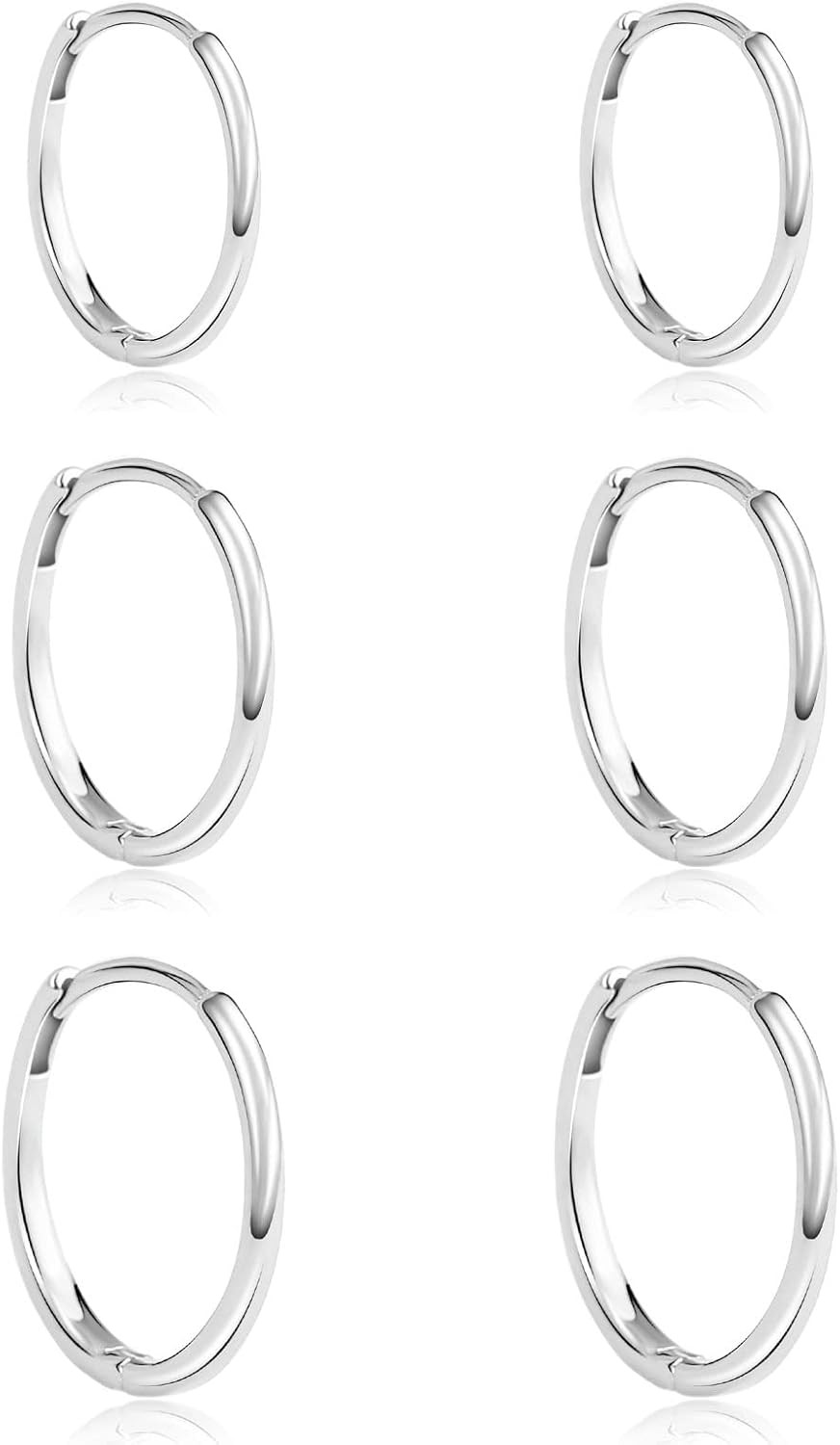 3 Pairs Silver Hoop Earrings for Women Hypoallergenic Small Cartilage Hoop Earri