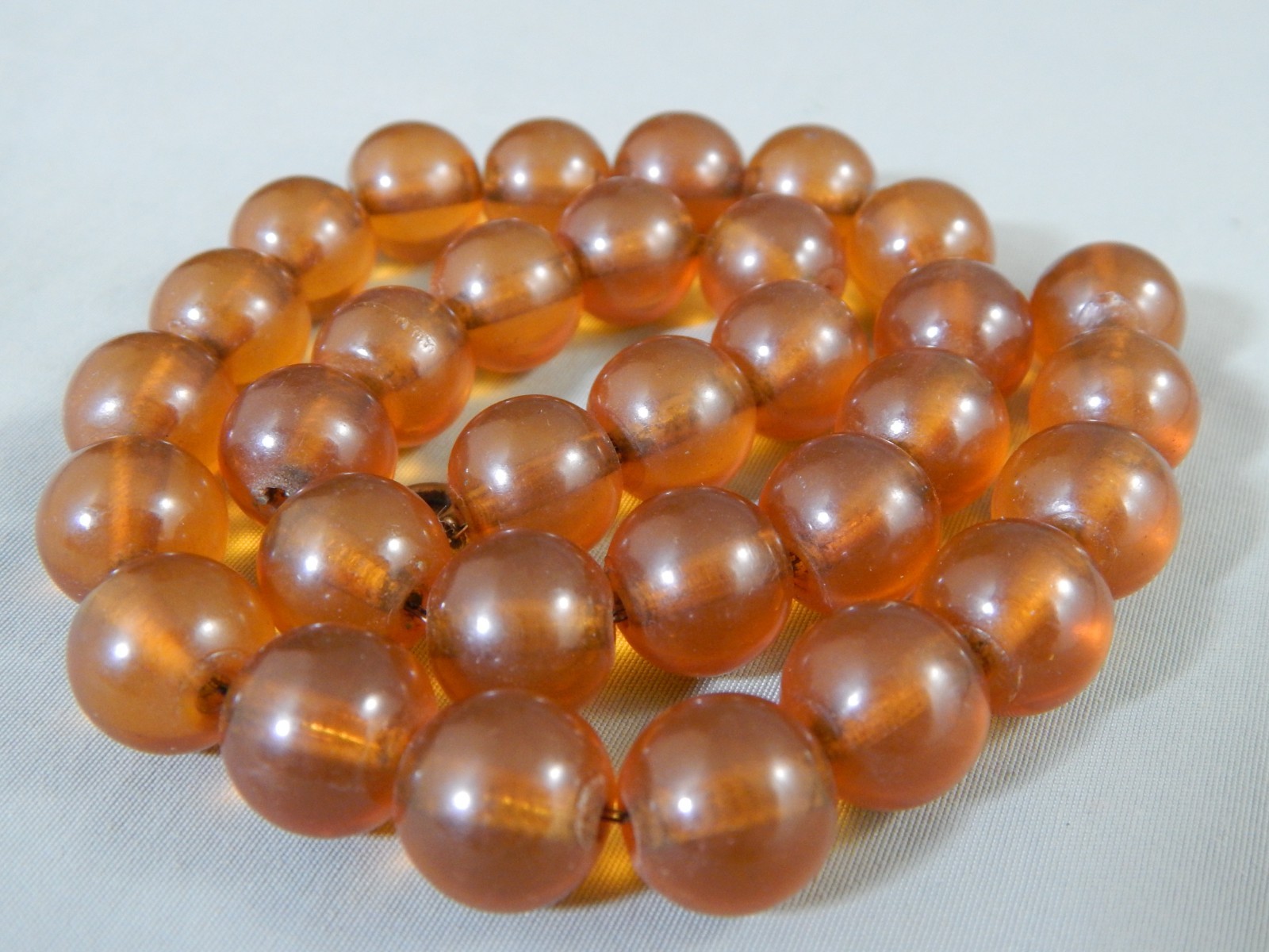 Vintage Antique Honey Cognac Amber Round Bead Choker Necklace 15″ ~ 40g