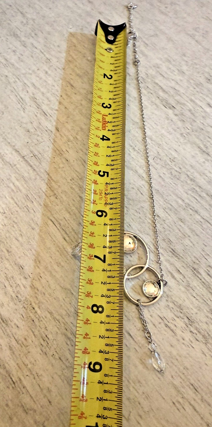 Swarovski Crystal Necklace Conjoined Circles Bezel Set Cascading Teardrop Signed