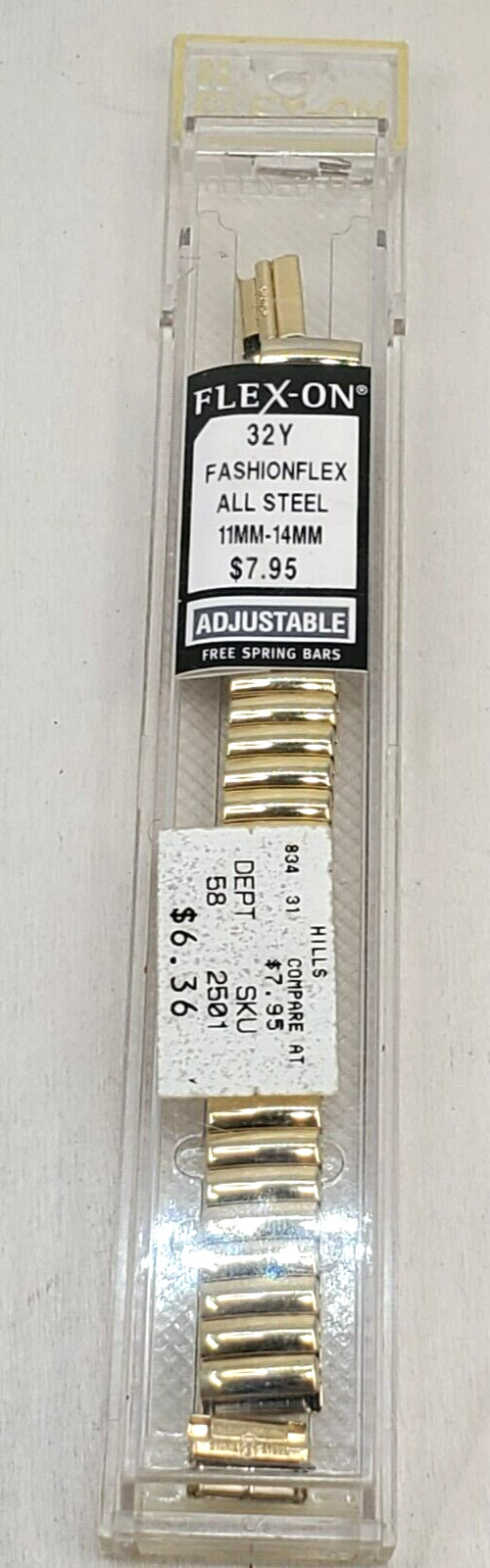 Gold Tone Watch Band Flex-On Fashion Flex 11-14MM Adjustable 32Y -A4