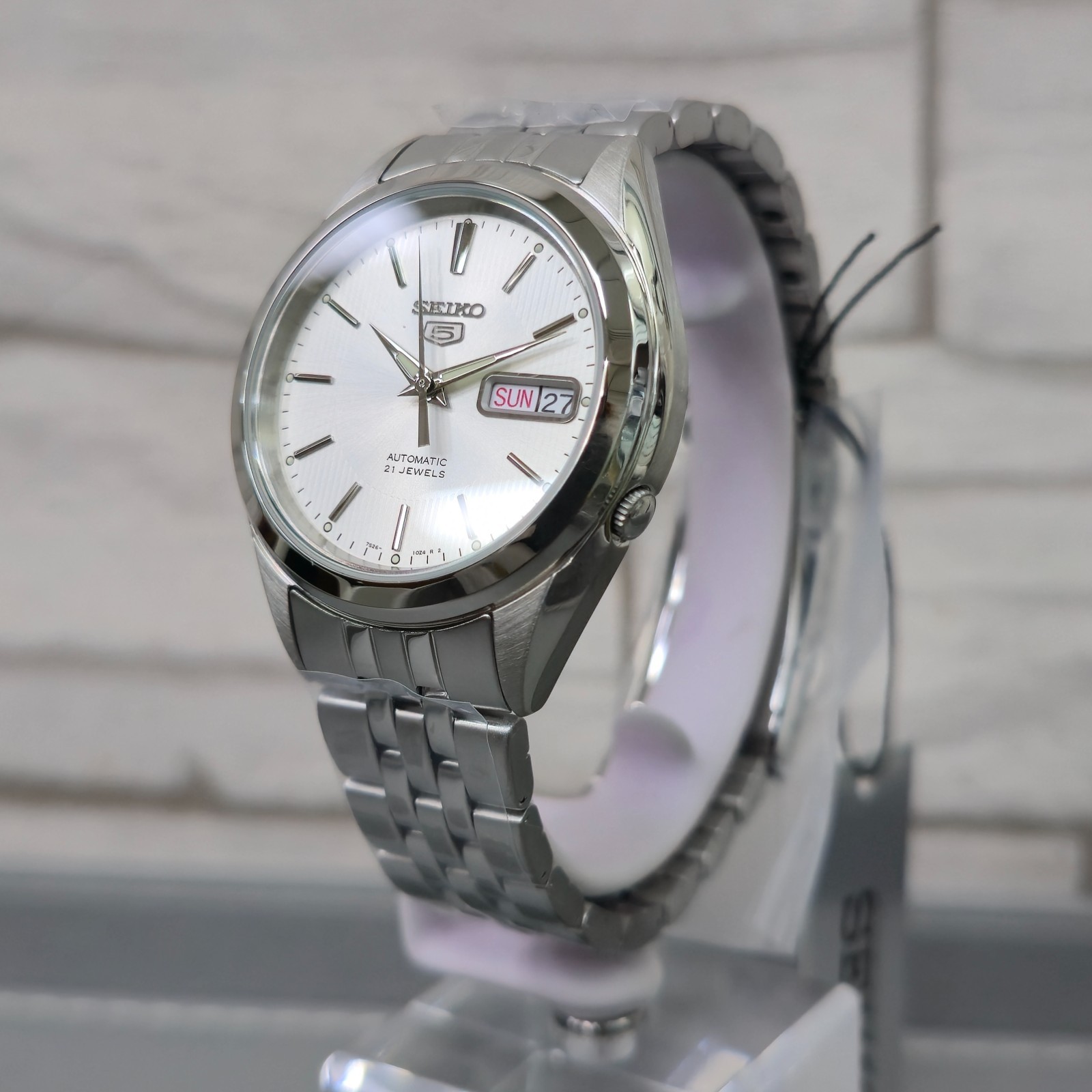Seiko 5 Sports SNKL15K1 Silver Dial 38mm Stainless Steel New Full Set Mens Watch