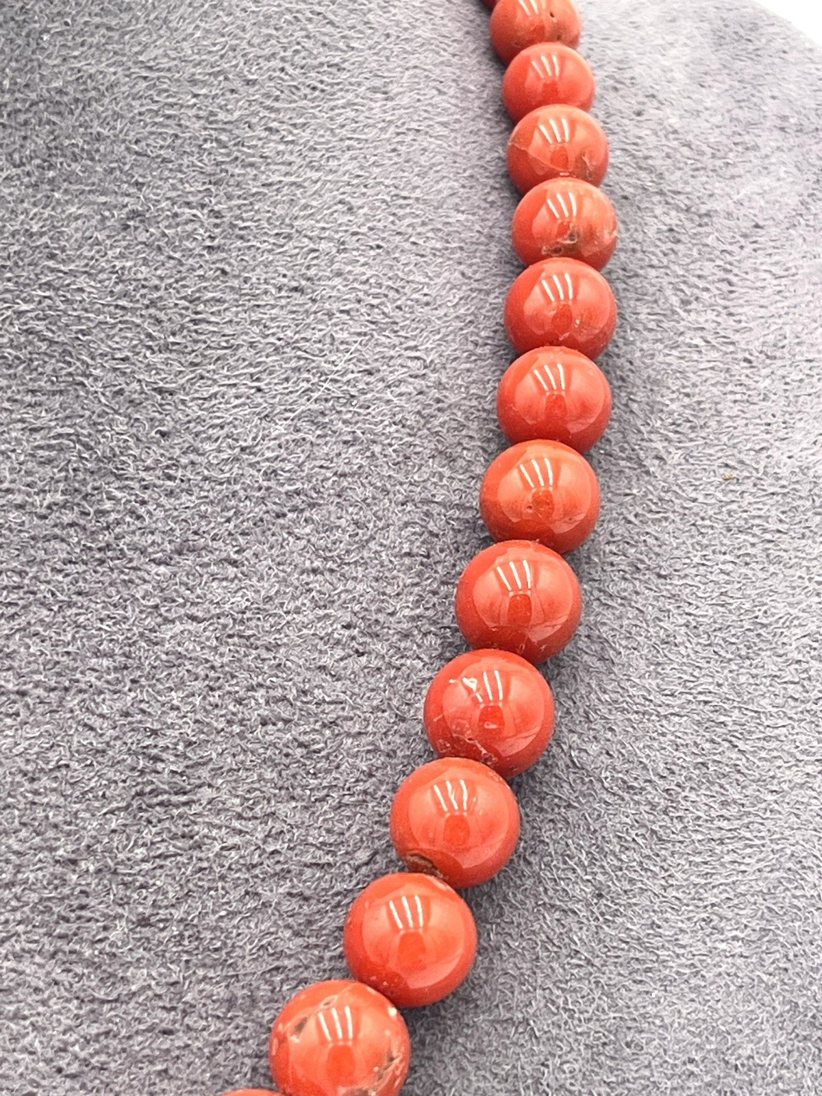 Natural Mediterranean Red Coral Necklace 7-12mm Silver Clasp – 47cm