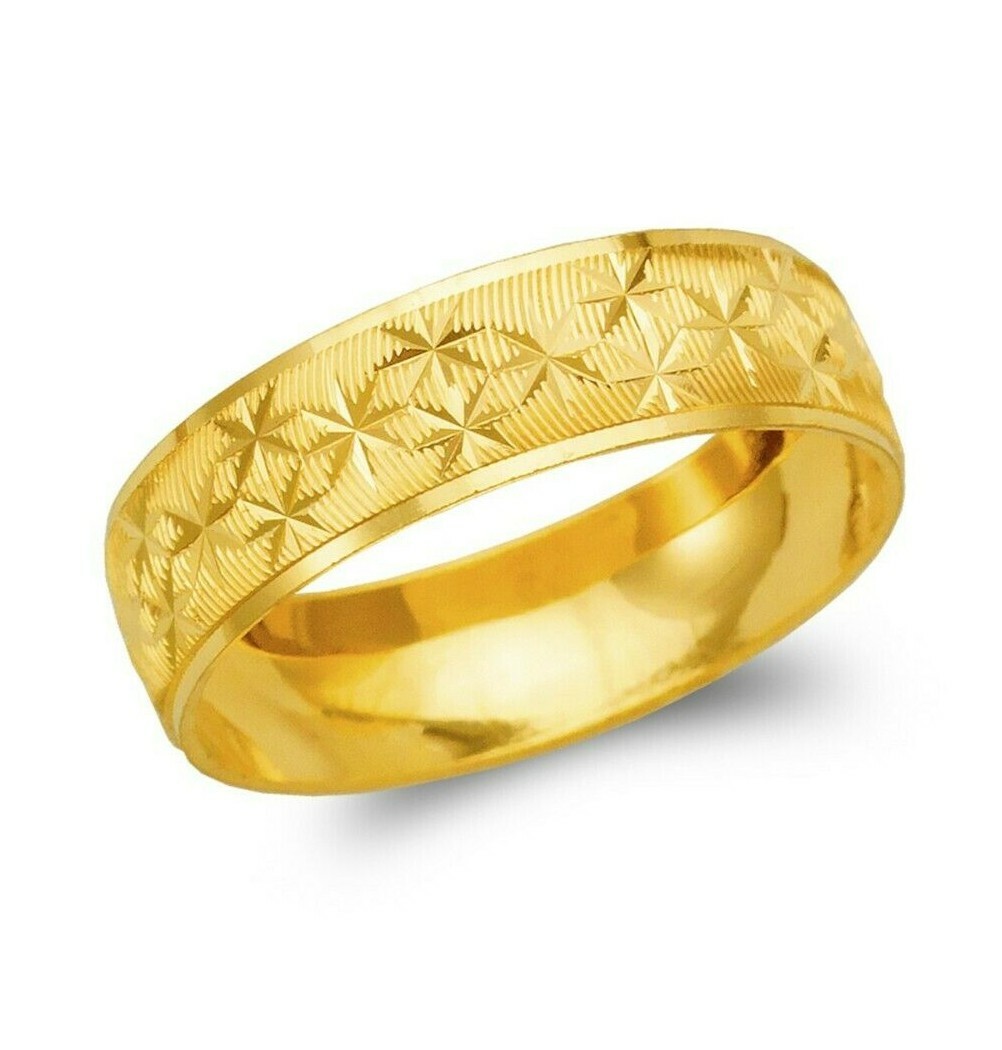 14K yellow solid Gold band Ring Men’s Women’s Wedding Engagement 6mm size 5-13