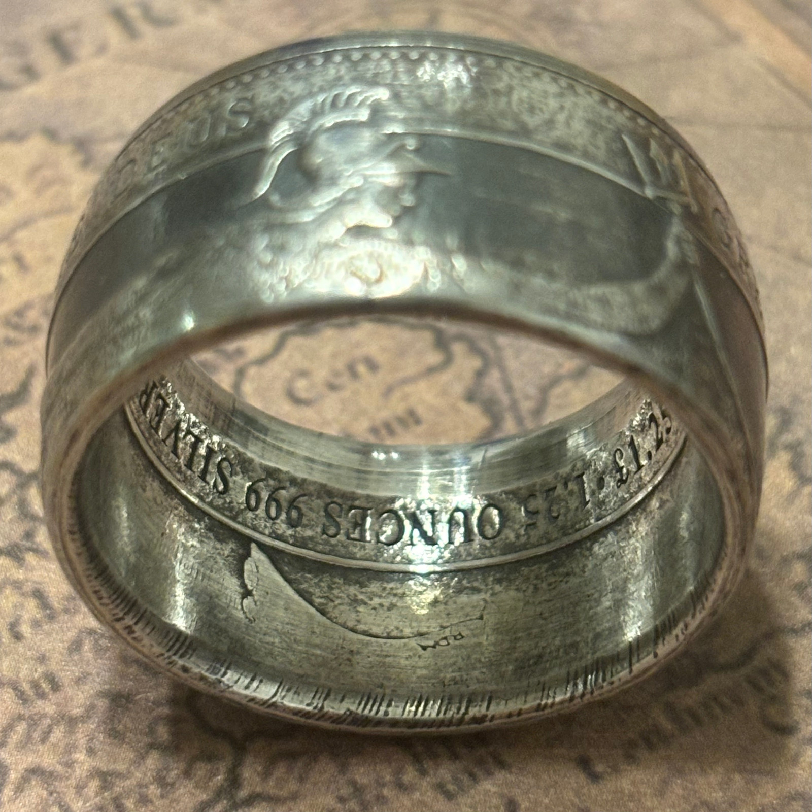 EXCLUSIVE GIANT PURE SILVER St. Helena Britannia 1.25 TOz COIN RING SIZE 9-13 UK