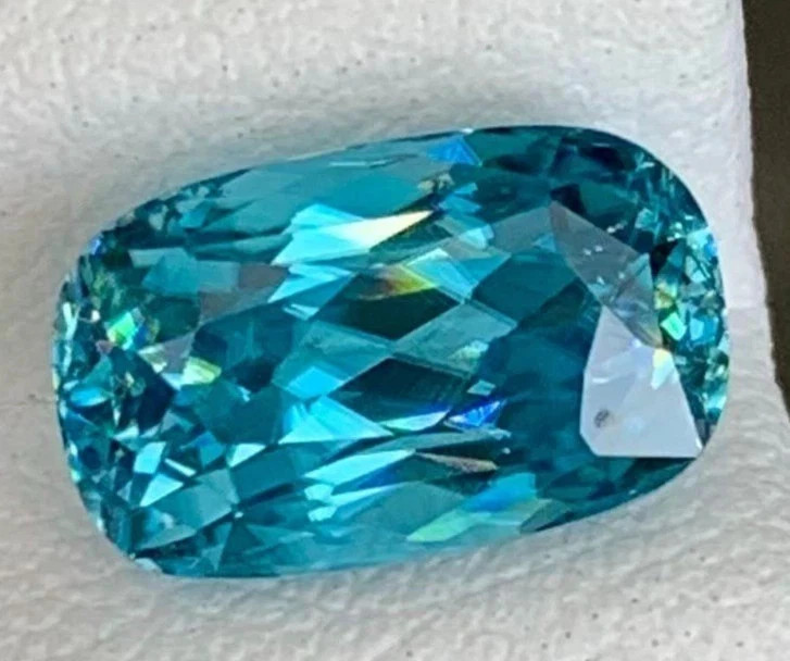 Natural Blue Zircon Cambodian GIE Certified Cushion Cut 14.85 Ct Loose Gemstone